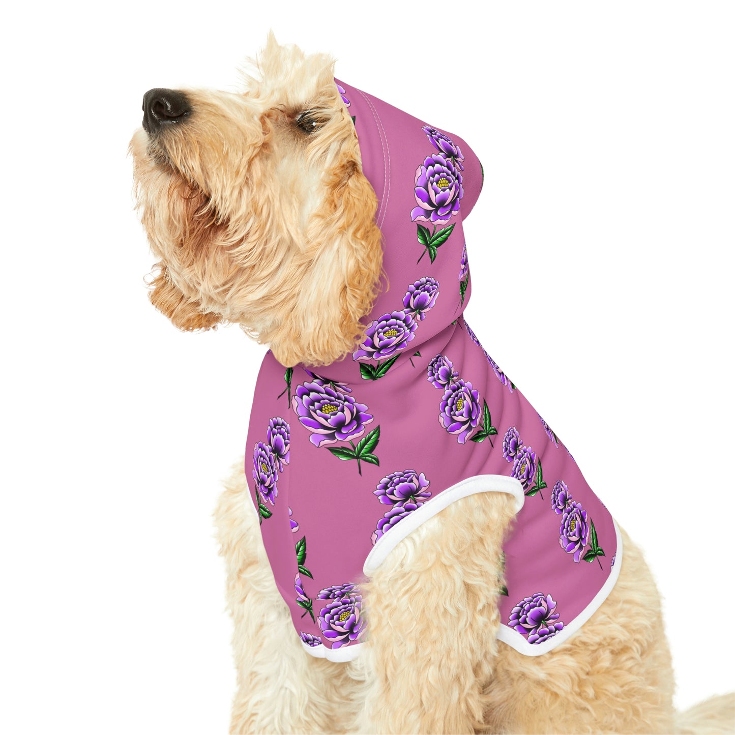 Flower Pattern Lt Pink Dog Hoodie