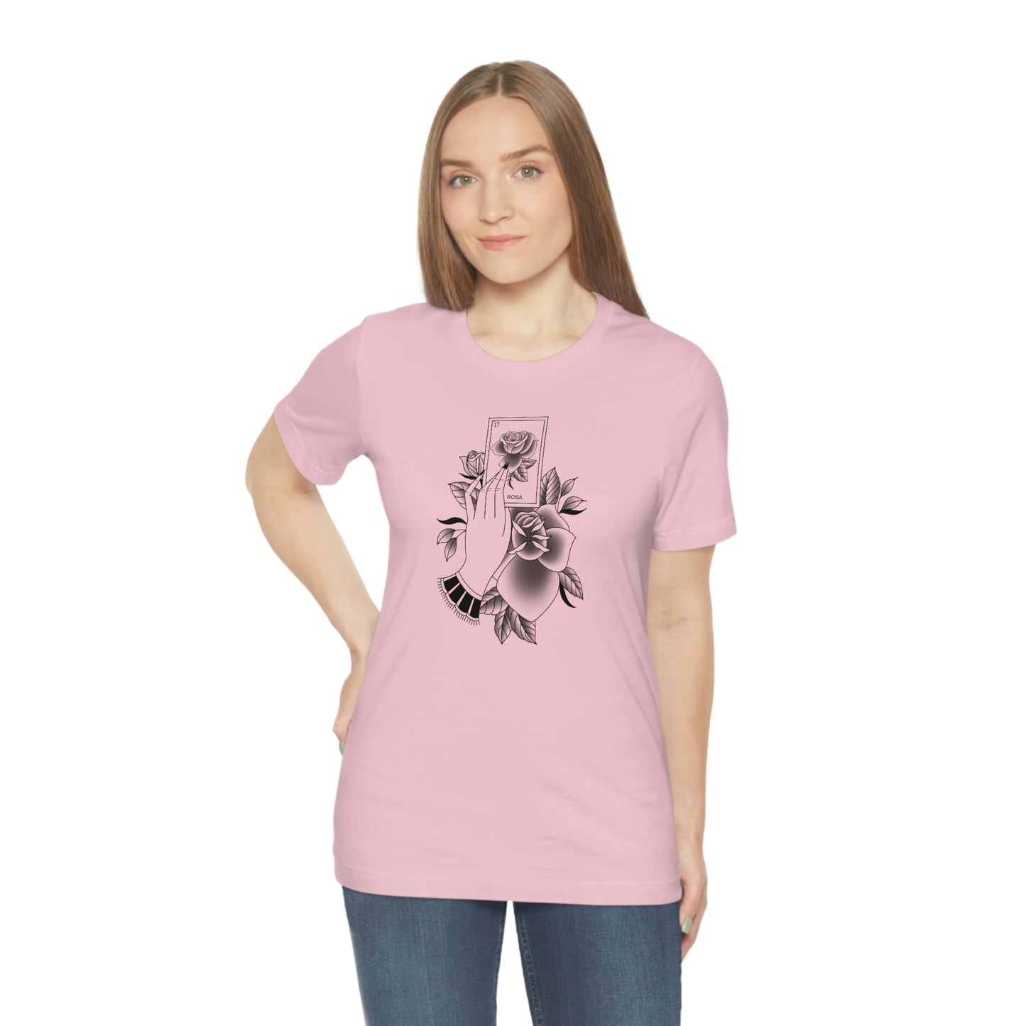 Rosa Card Black Shaded Unisex Jersey Short Sleeve Tee