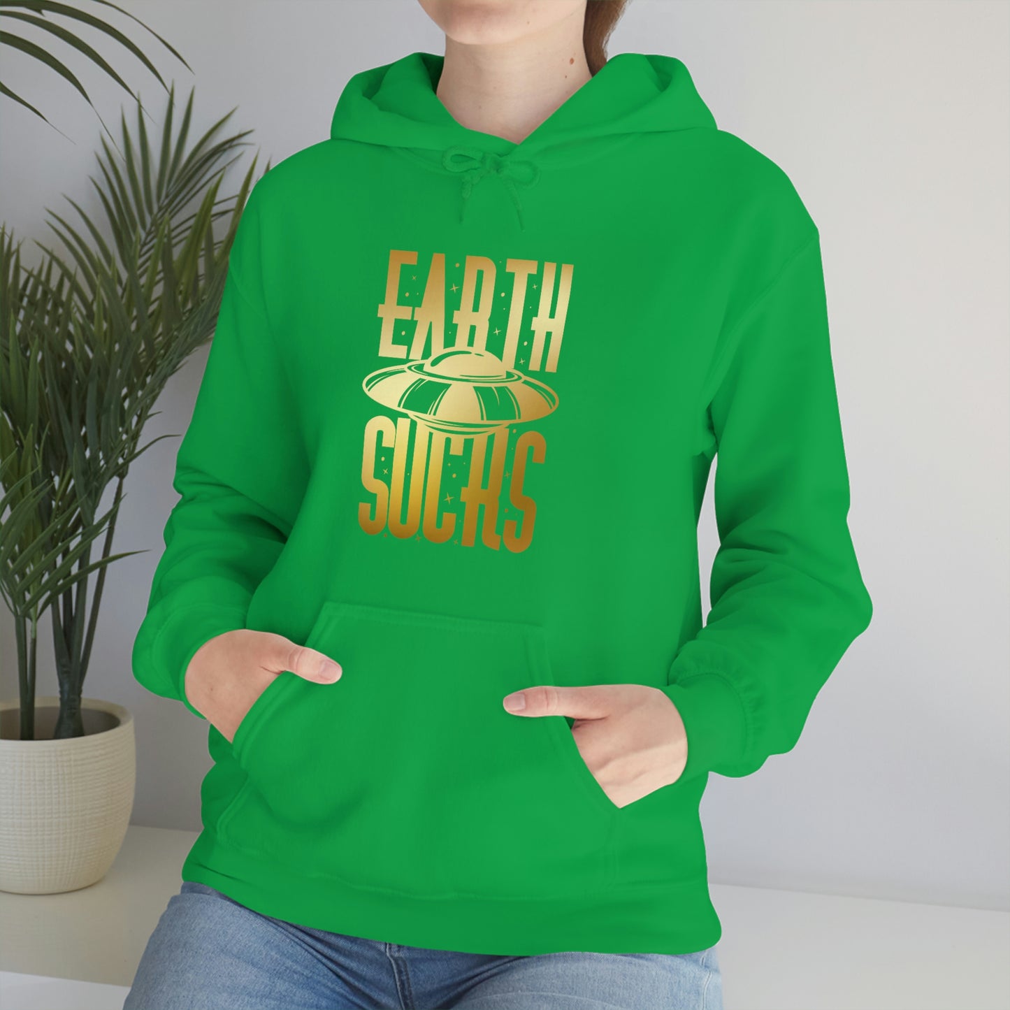 Earth Sucks Gold Font Unisex Heavy Blend™ Hooded Sweatshirt