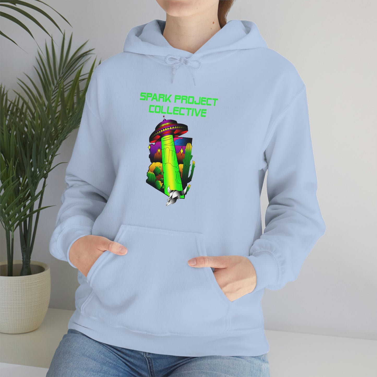 UFO Spark Green Font Unisex Heavy Blend™ Hooded Sweatshirt