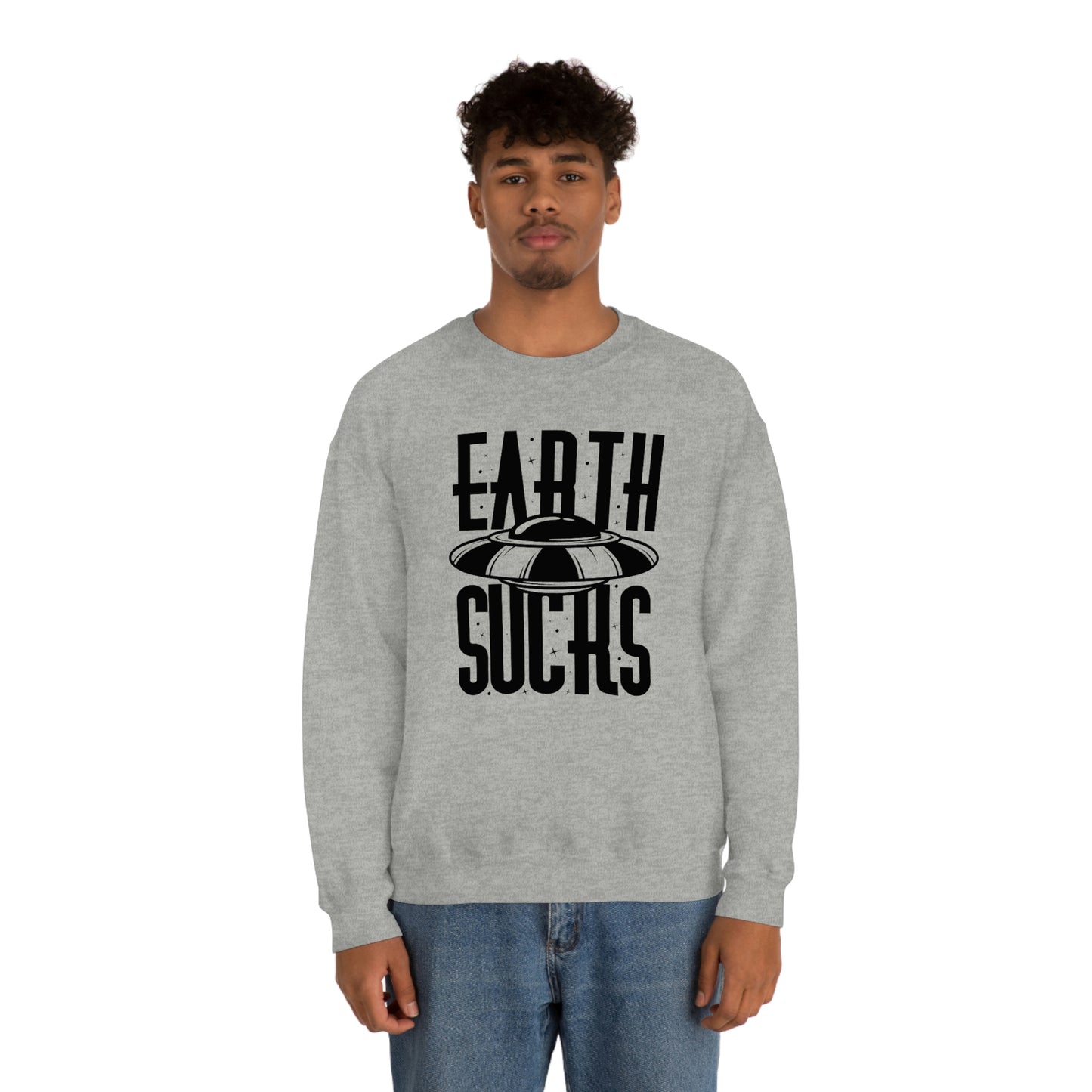 Earth Sucks Black Font unisex heavy blend crewneck sweatshirt