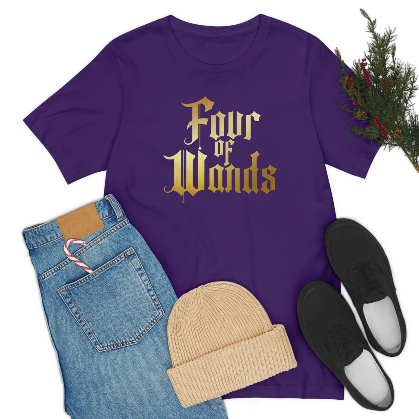 Four of Wands Gold Logo Unisex Jersey Short Sleeve Tee