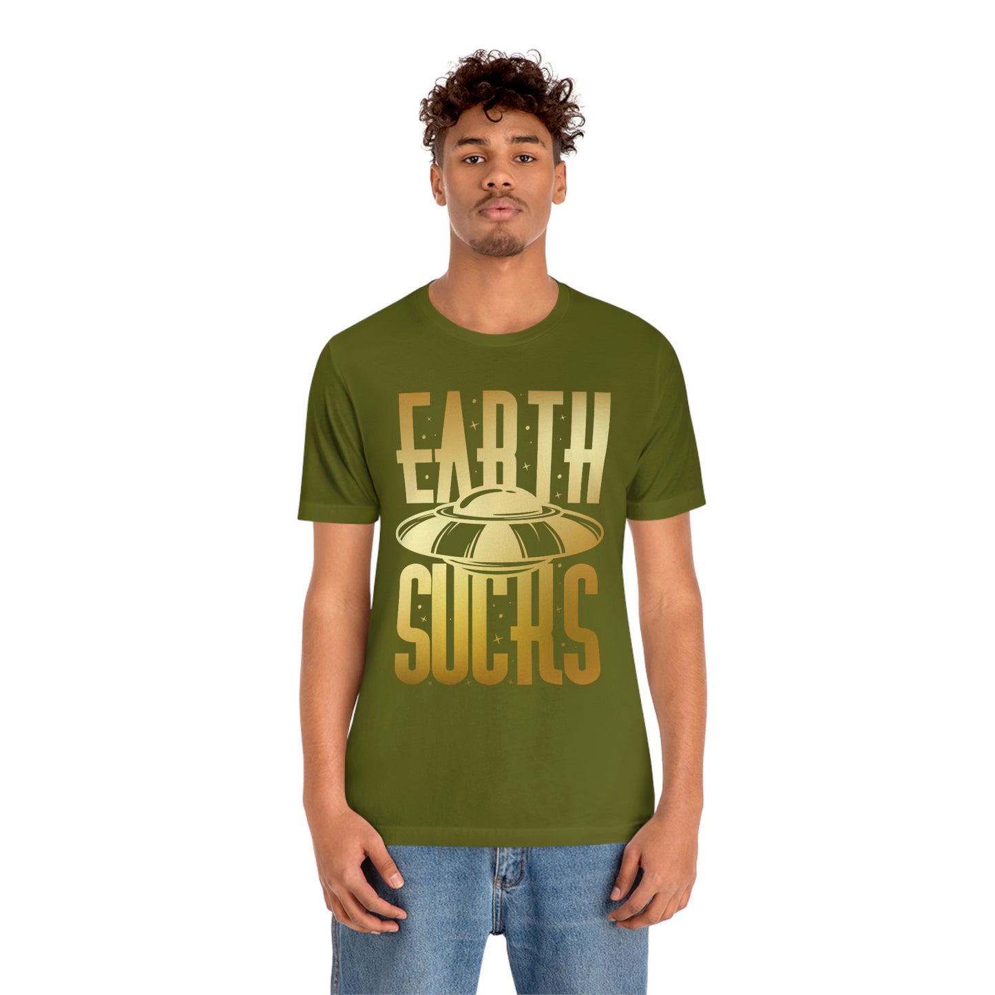 Earth Sucks Gold Font Unisex Jersey Short Sleeve Tee