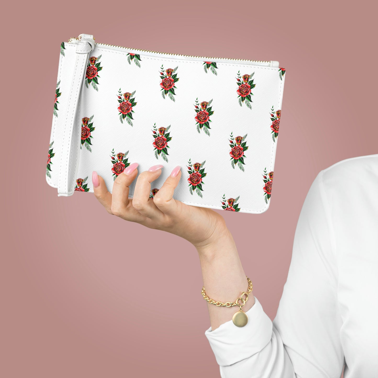 Rose, White Clutch Bag