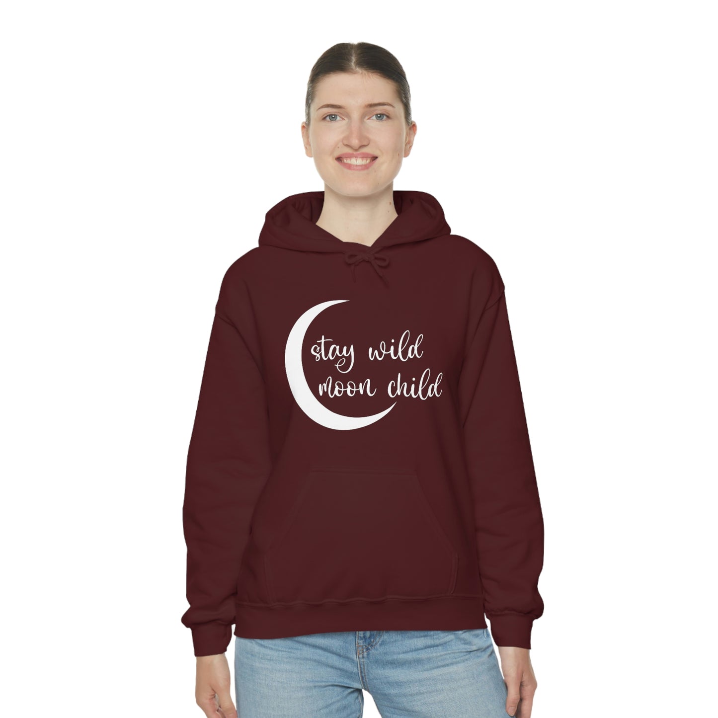 Stay Wild Moon Child White Font Unisex Heavy Blend™ Hooded Sweatshirt