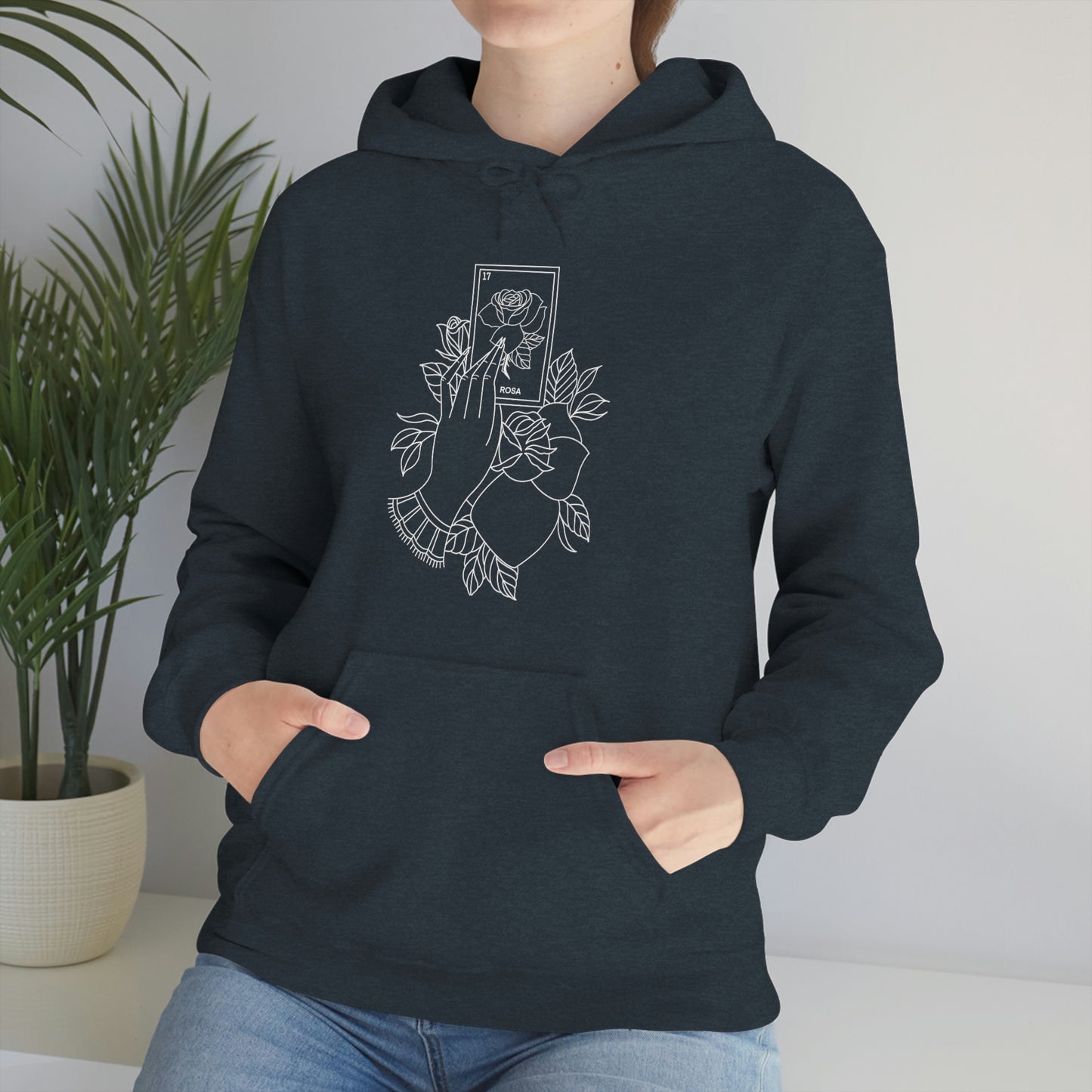 Rosa Card White Lines Unisex Heavy Blend™ Hooded Sweatshirt