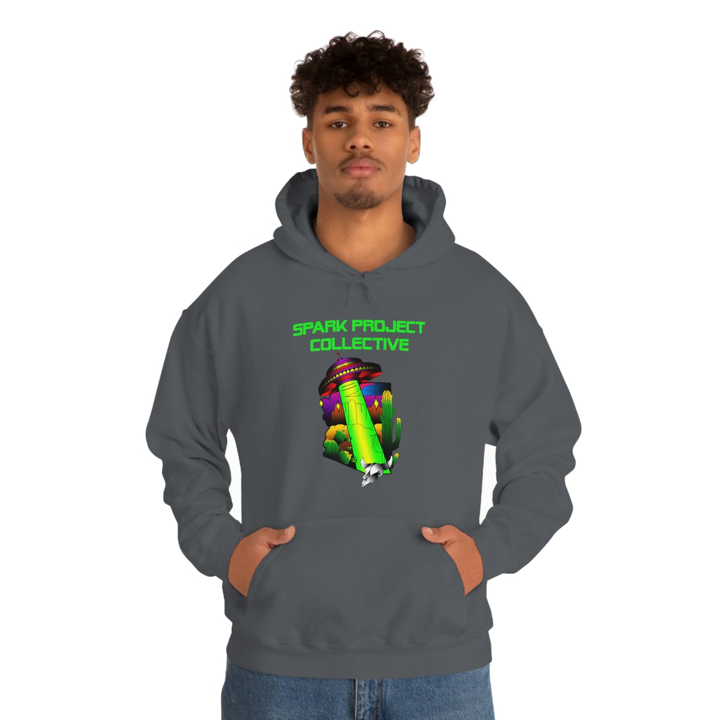 UFO Spark Green Font Unisex Heavy Blend™ Hooded Sweatshirt