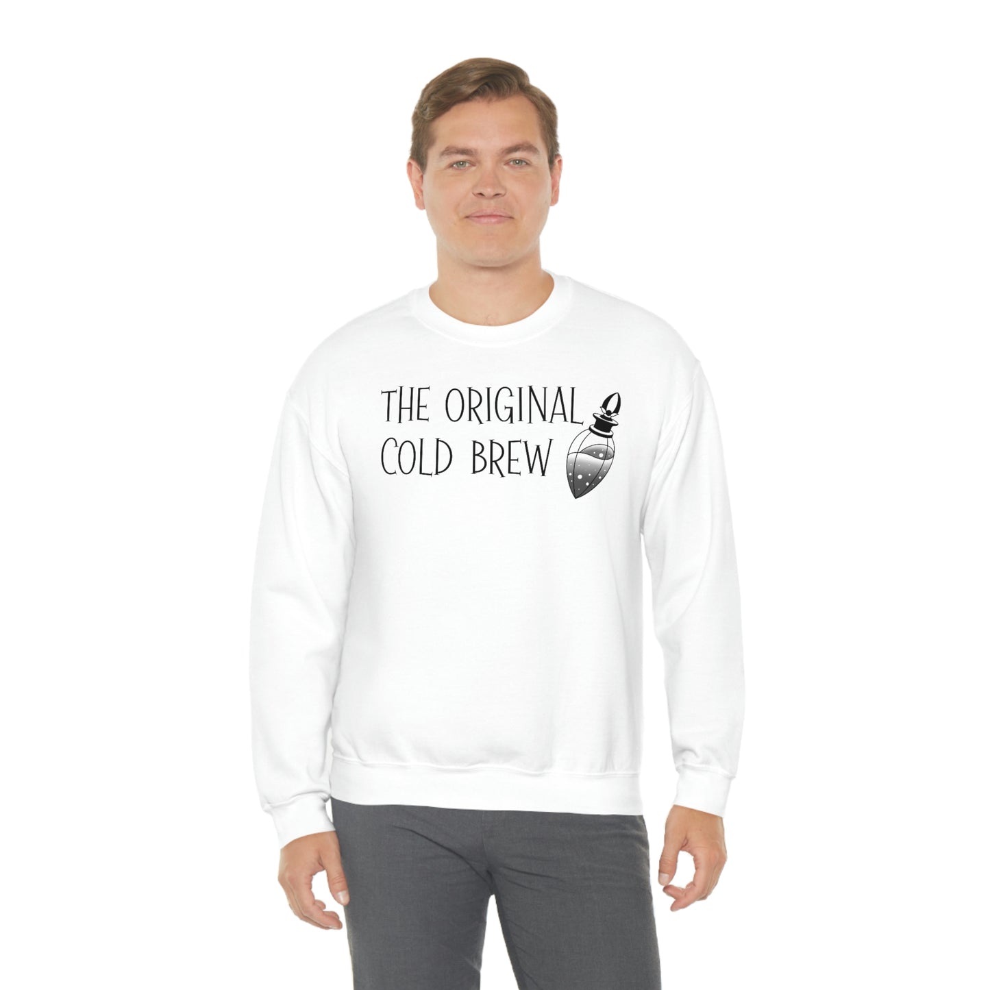 The Original Cold Brew Black Font White unisex heavy blend crewneck sweatshirt