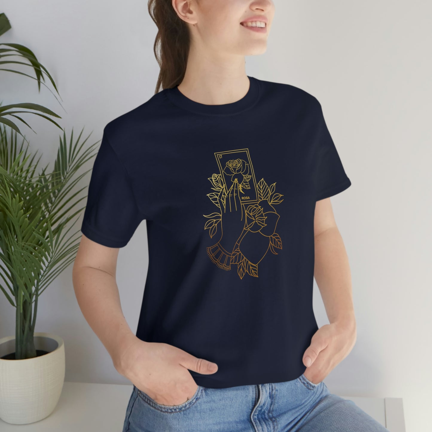 Rosa Card Gold Lines Unisex Jersey Short Sleeve Tee