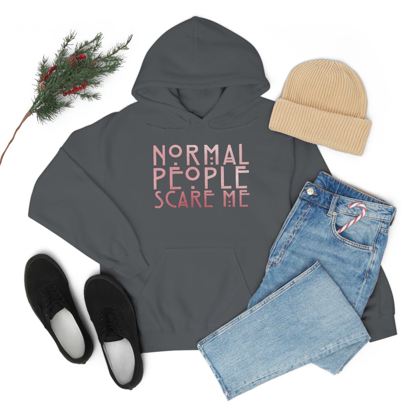 Normal People Scare Me Pink Font Unisex Heavy Blend™ Hooded Sweatshirt