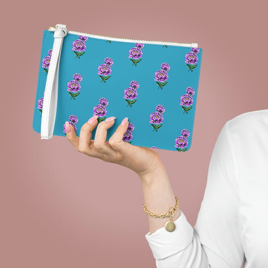 Flower, Turquoise Clutch Bag