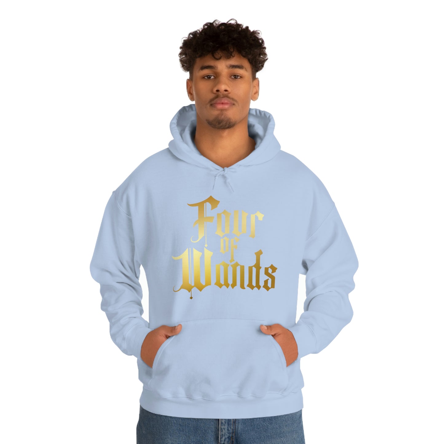 Four of Wands Gold Logo Unisex Heavy Blend™ Hooded Sweatshirt