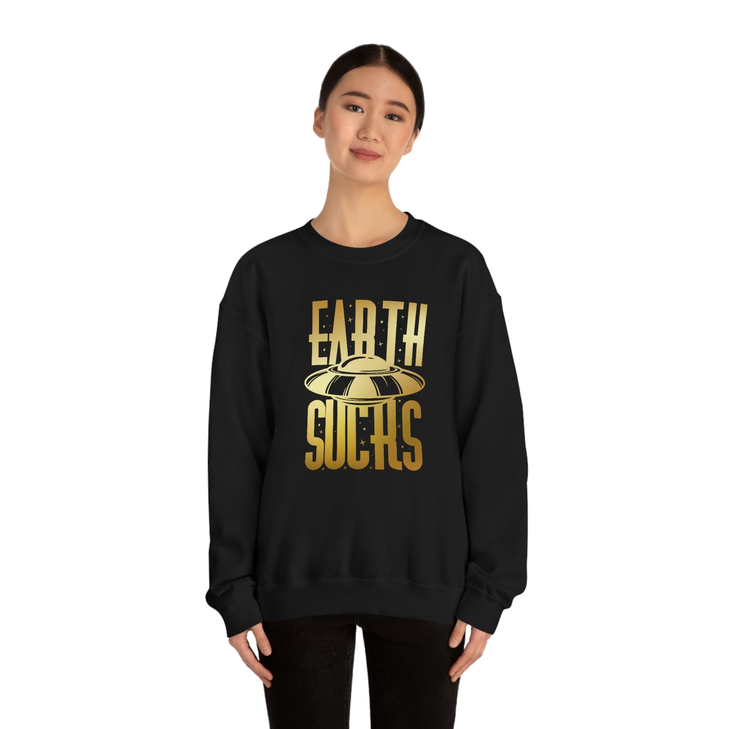 Earth Sucks Gold Font unisex heavy blend crewneck sweatshirt