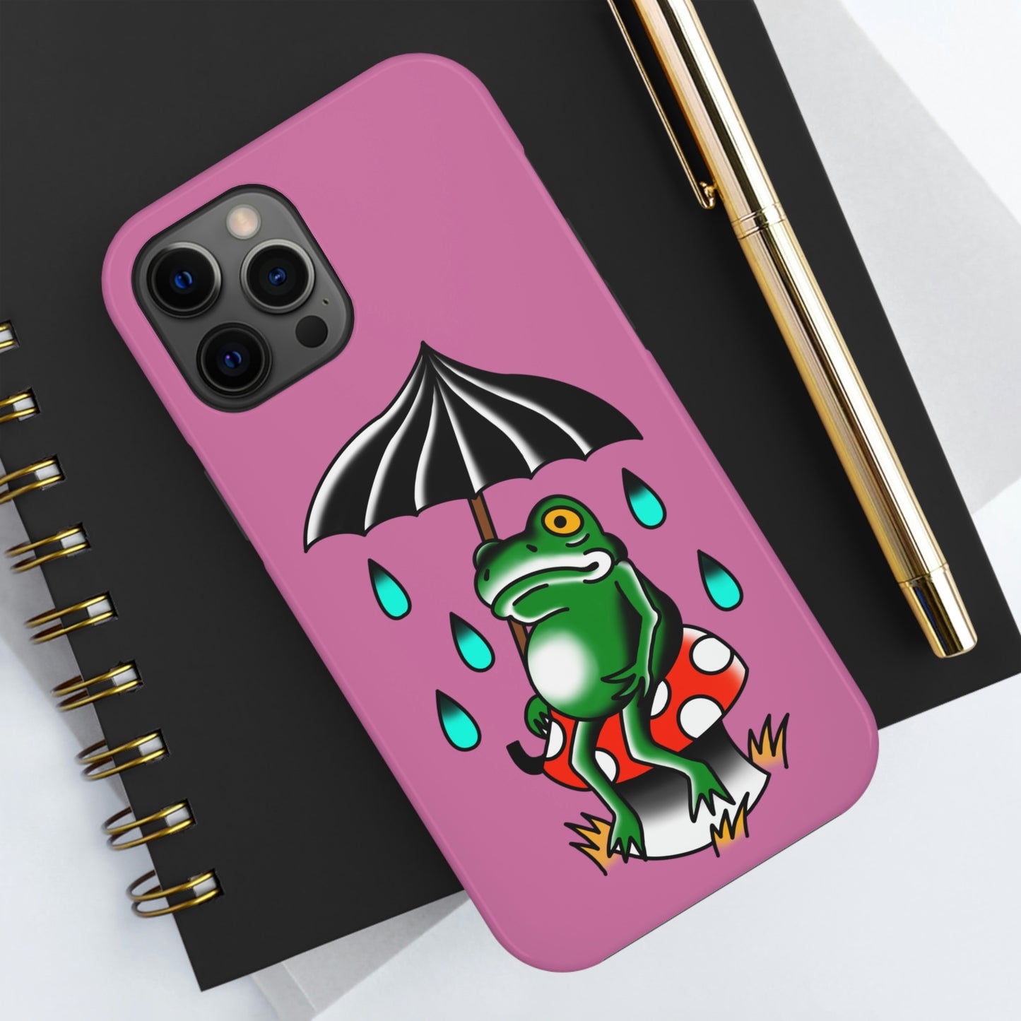 Rainy Day Frog Pink Tough Phone Cases, Case-Mate