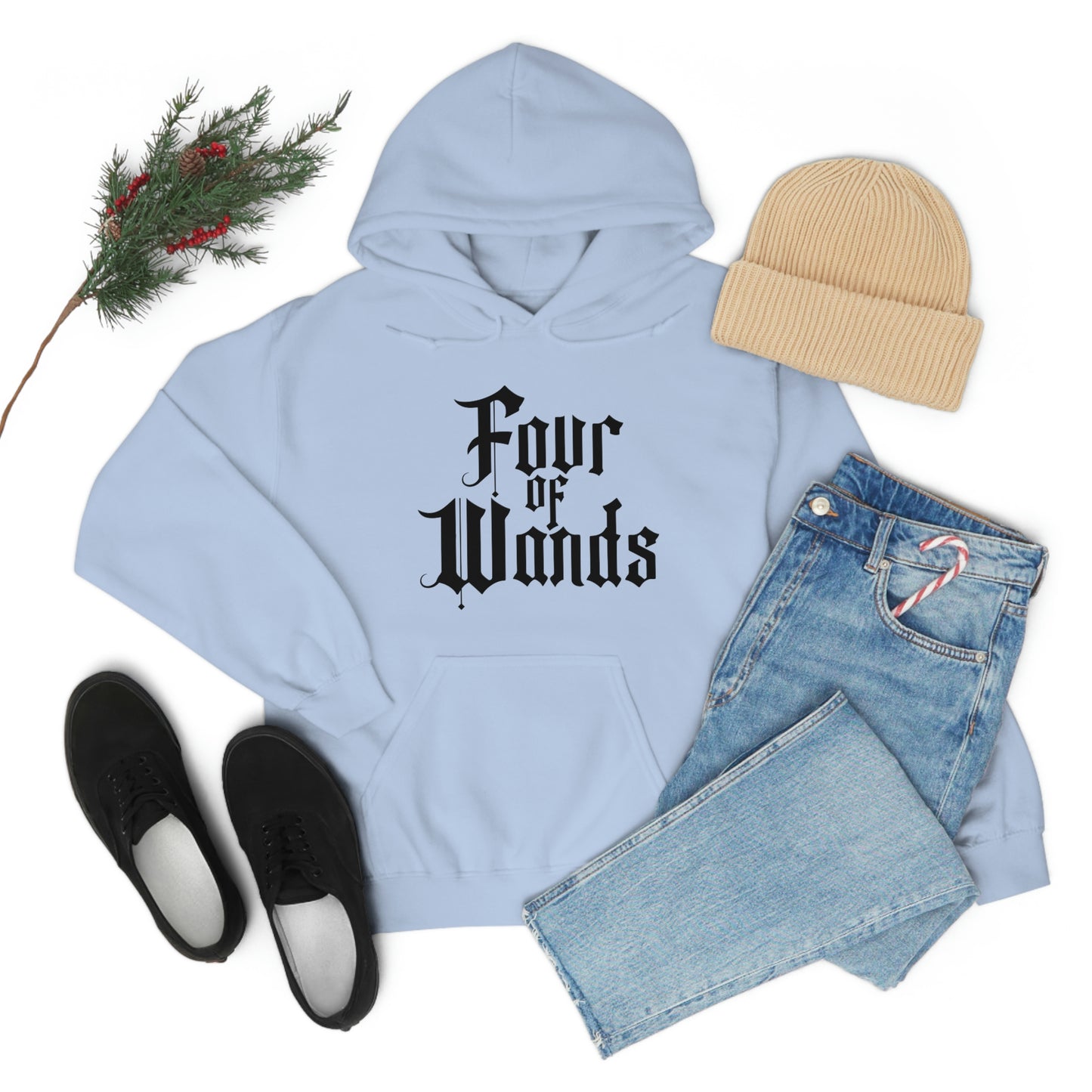 Four of Wands Black Logo Unisex Heavy Blend™ Hooded Sweatshirt