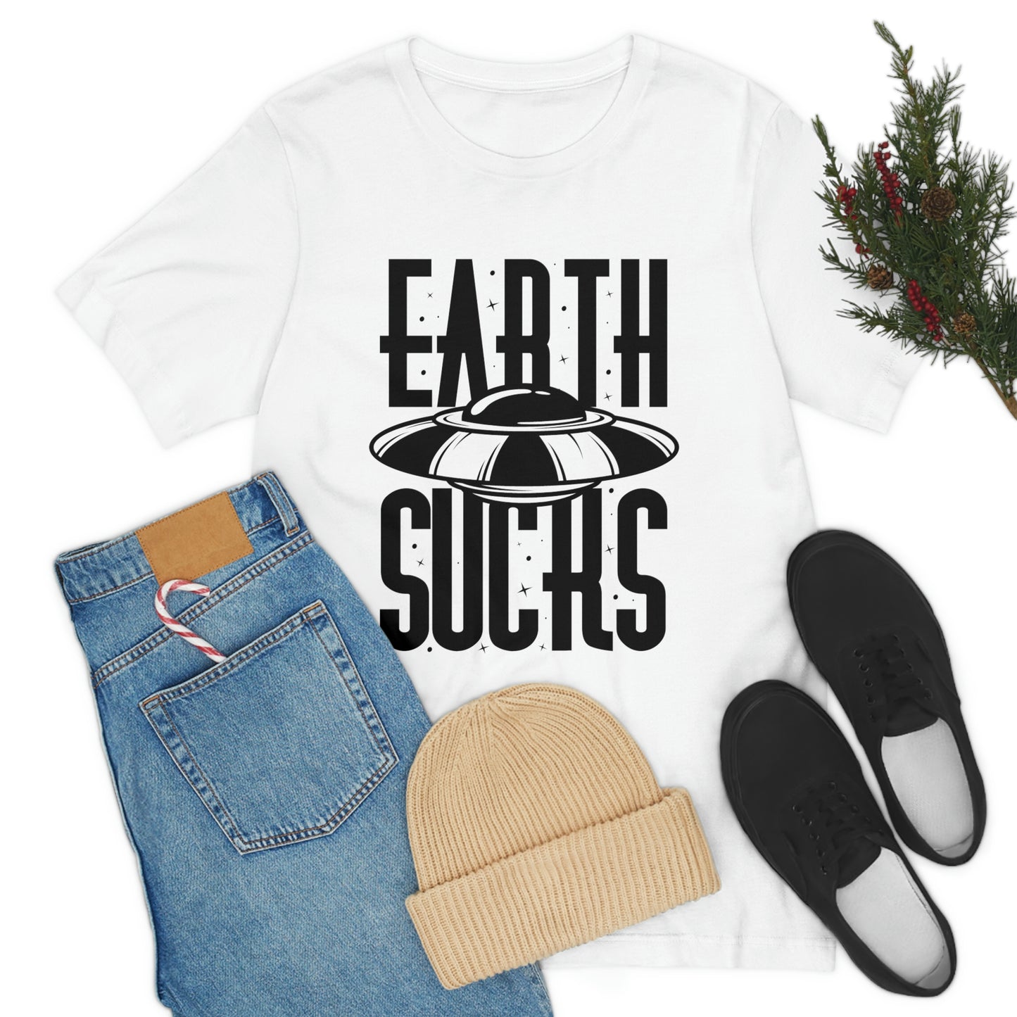 Earth Sucks Black Font Unisex Jersey Short Sleeve Tee