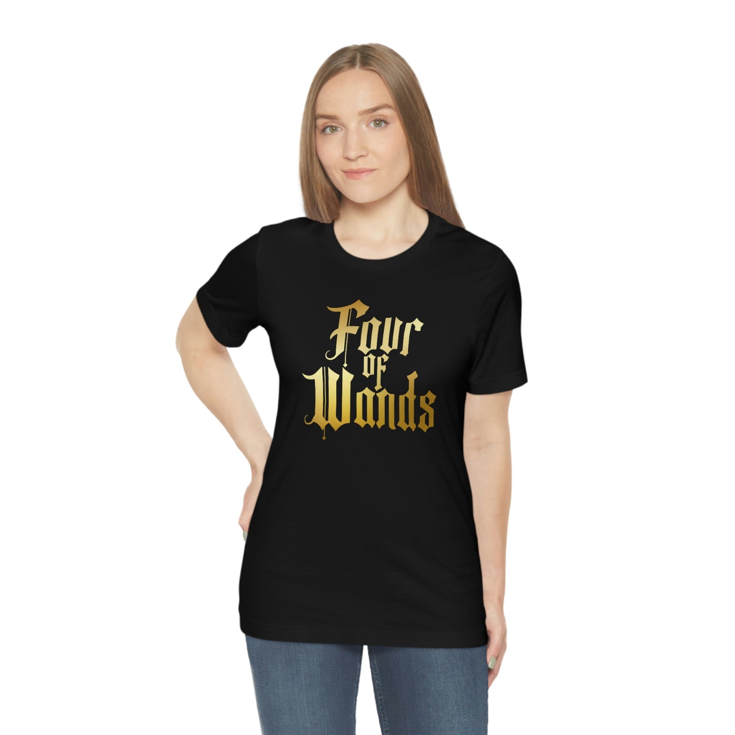 Four of Wands Gold Logo Unisex Jersey Short Sleeve Tee