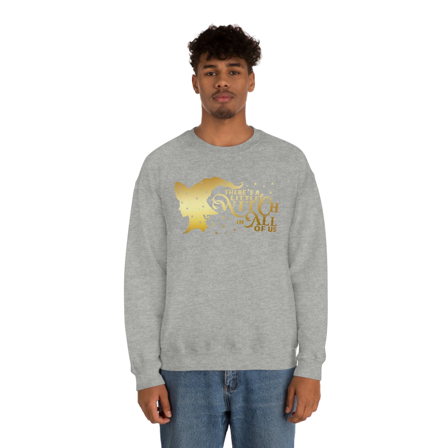 Witch In All of Us Gold Font Black unisex heavy blend crewneck sweatshirt