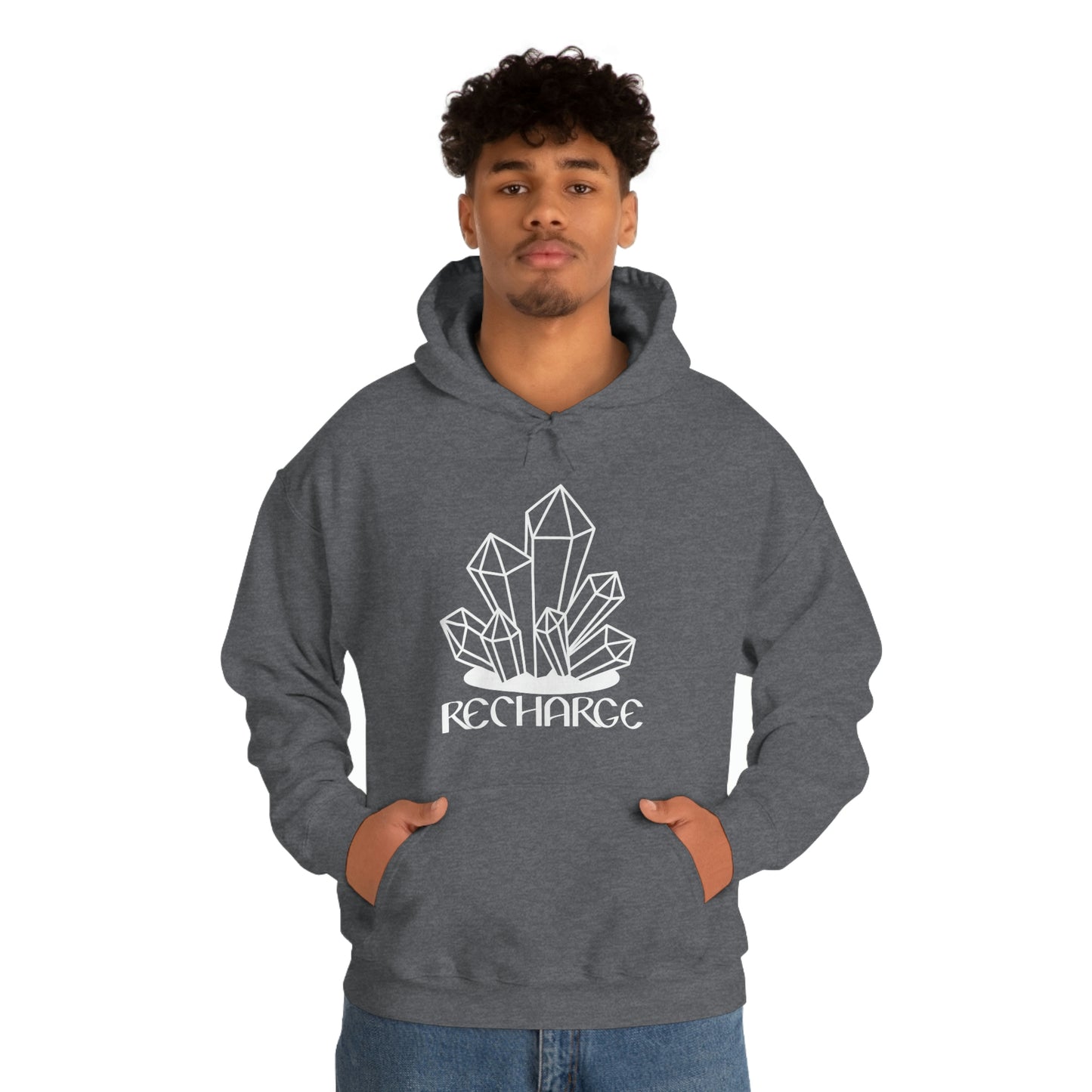 Recharge White Font Unisex Heavy Blend™ Hooded Sweatshirt