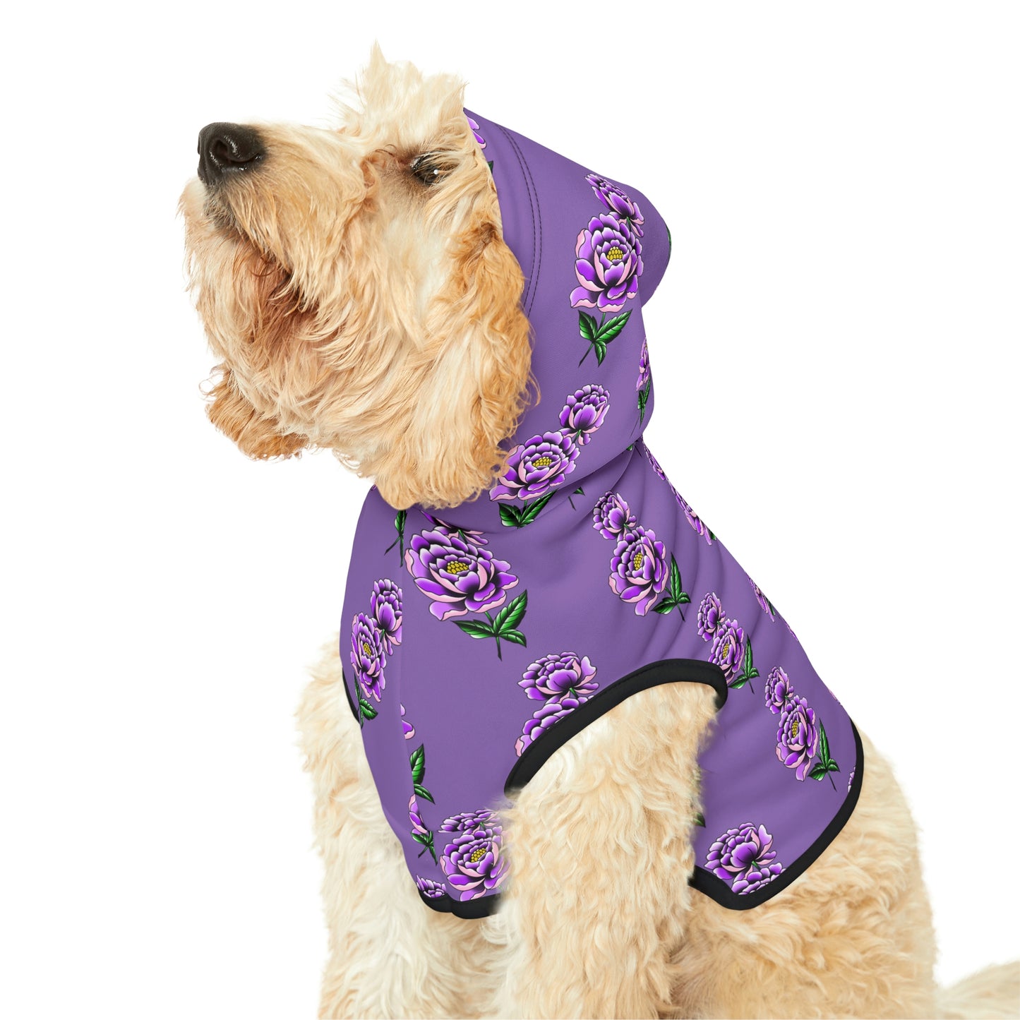 Flower Pattern Purple Dog Hoodie