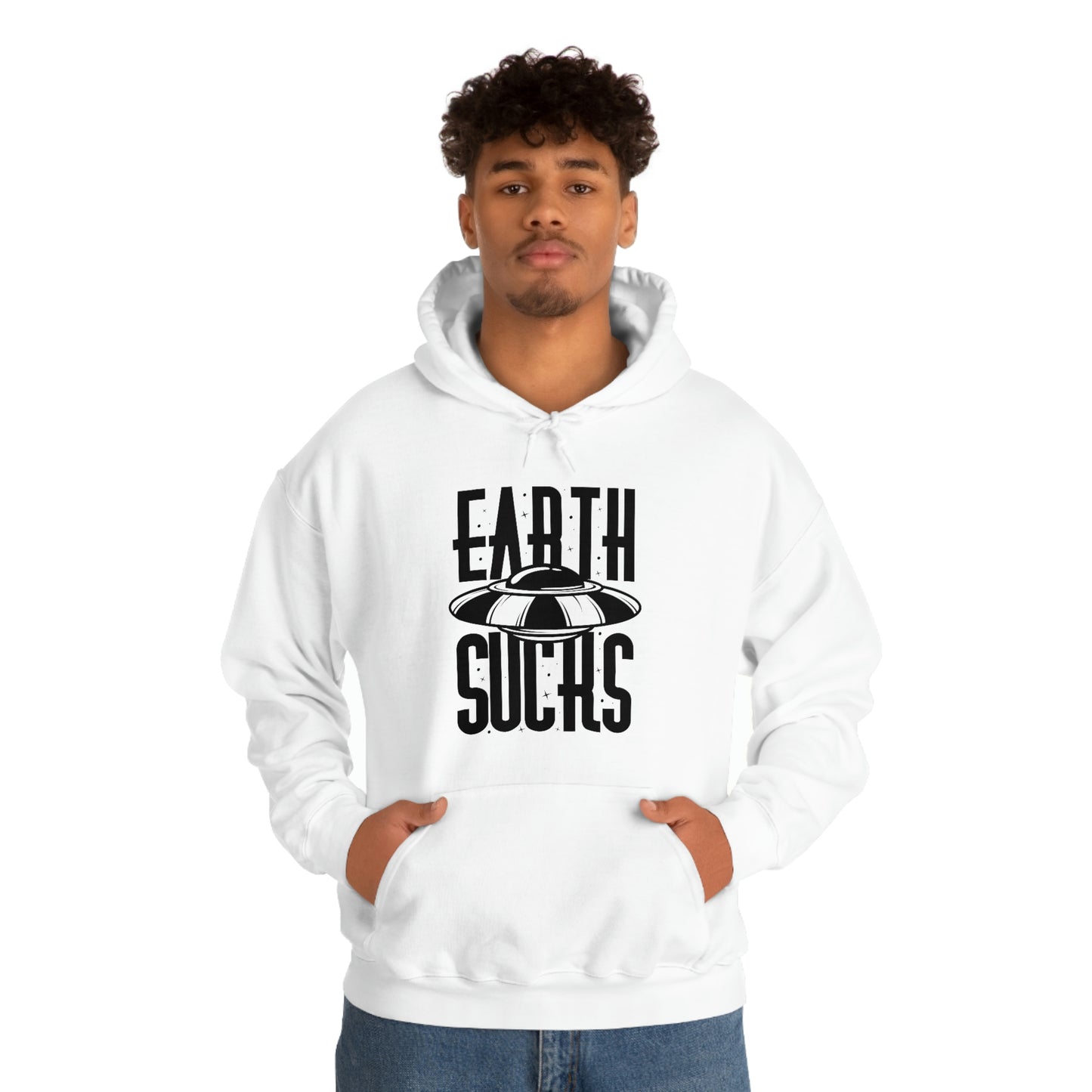 Earth Sucks Black Font Unisex Heavy Blend™ Hooded Sweatshirt