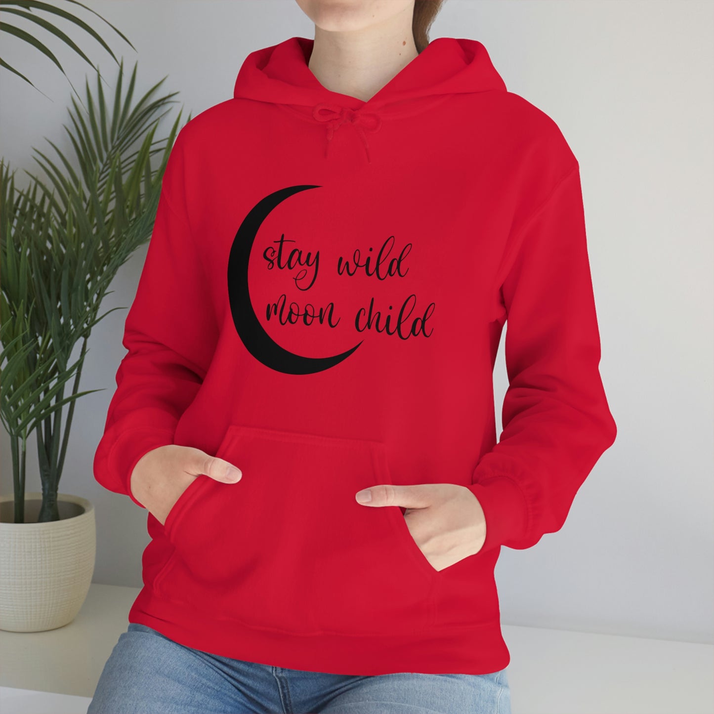 Stay Wild Moon Child Black Font Unisex Heavy Blend™ Hooded Sweatshirt