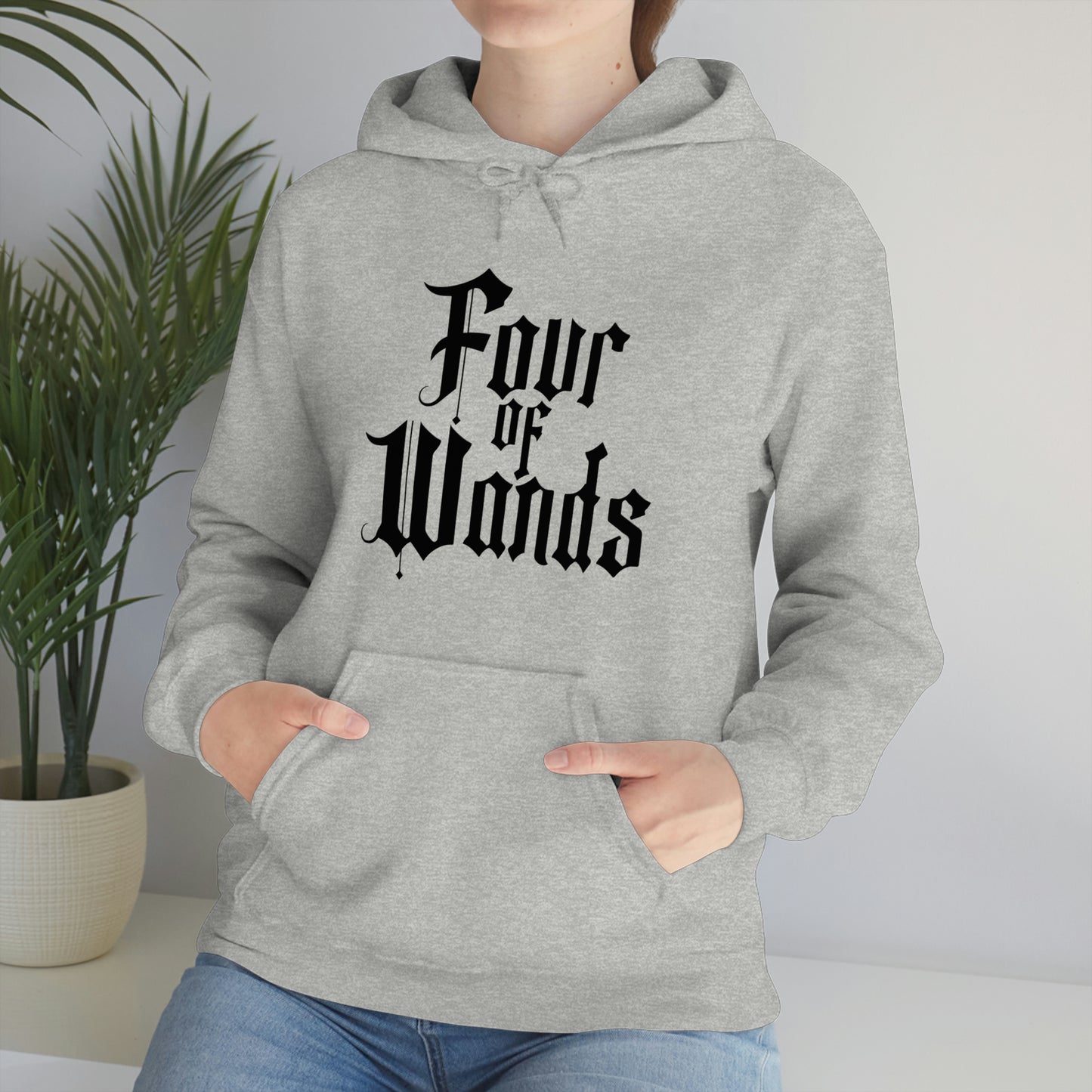 Four of Wands Black Logo Unisex Heavy Blend™ Hooded Sweatshirt