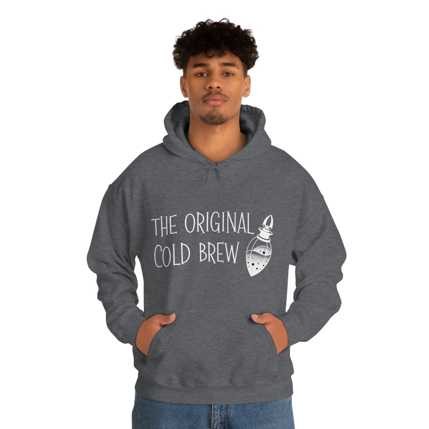 The Original Cold Brew White Font Unisex Heavy Blend™ Hooded Sweatshirt