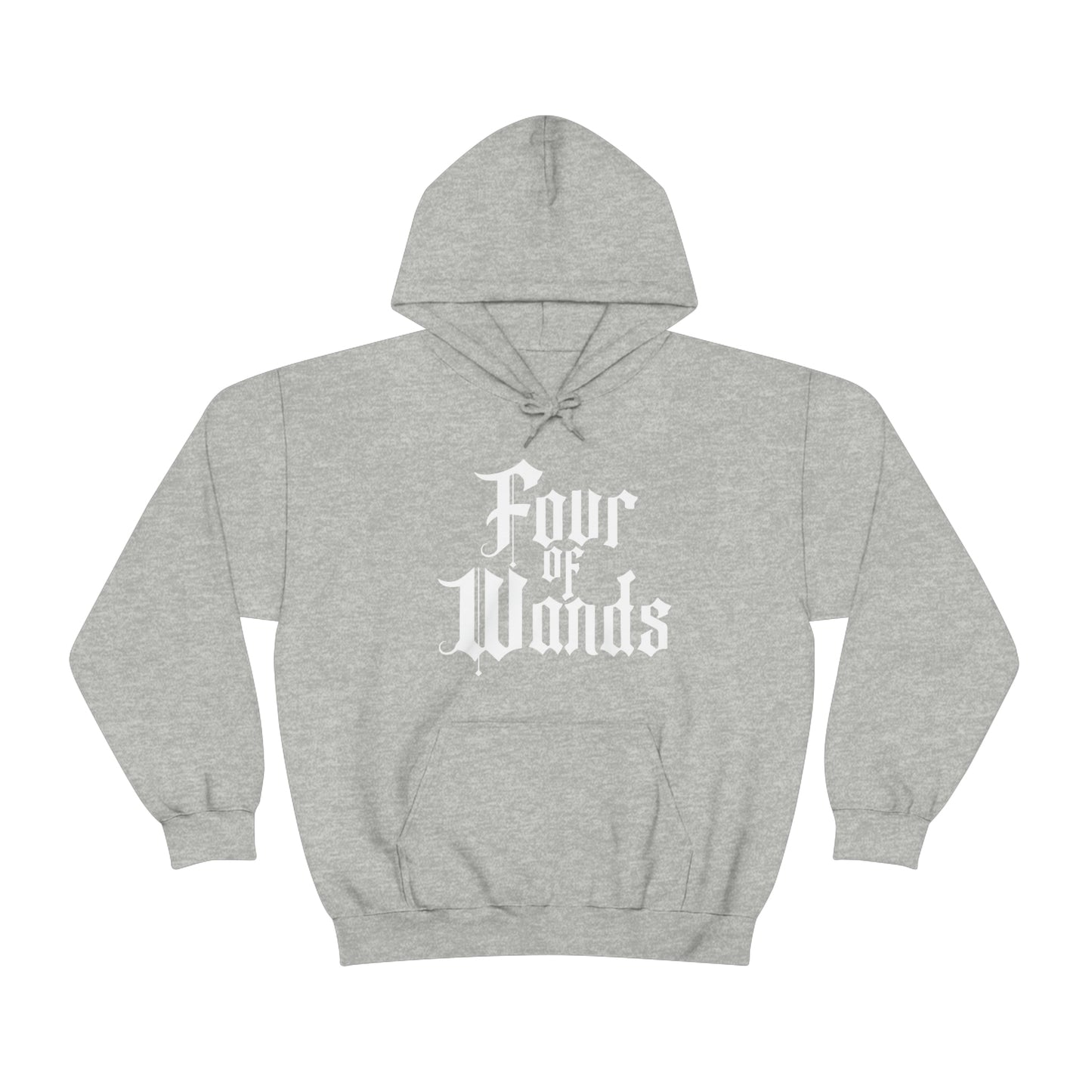 Four of Wands White Logo Unisex Heavy Blend™ Hooded Sweatshirt