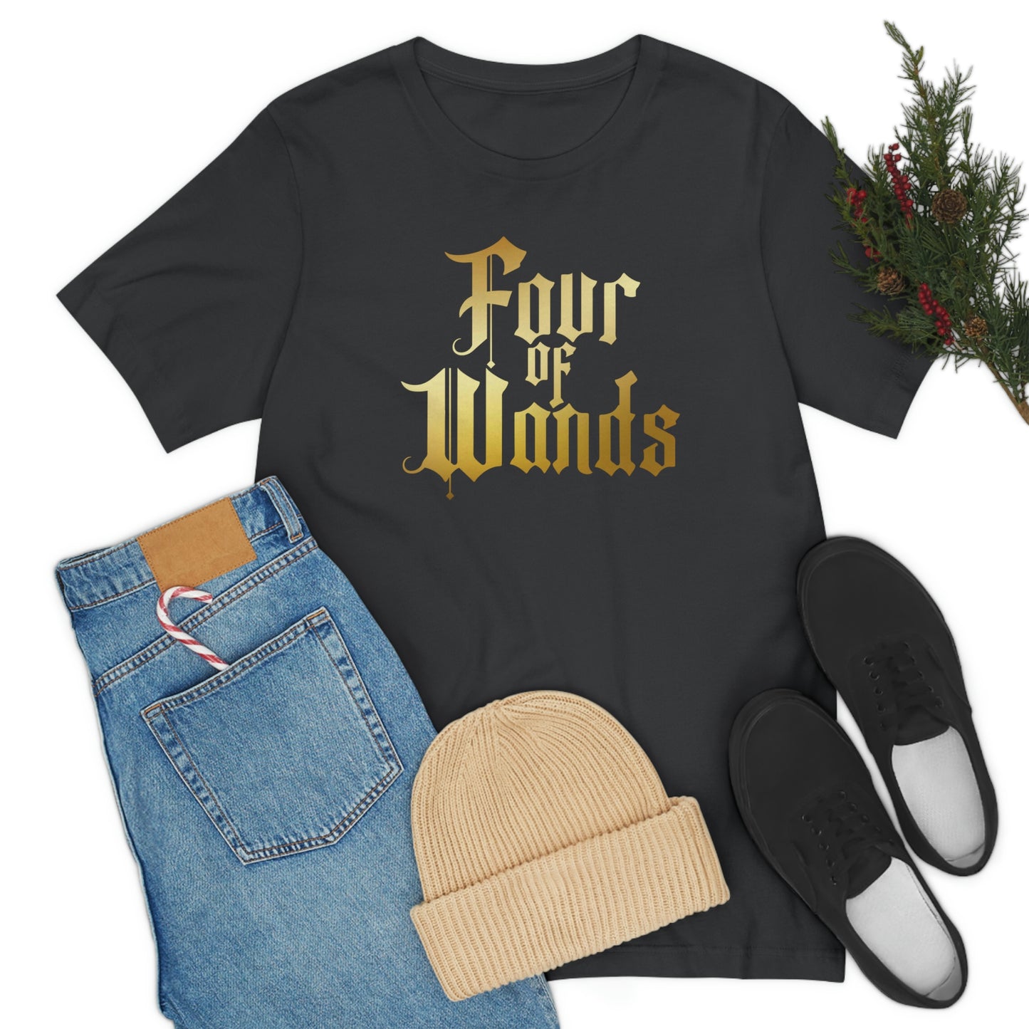 Four of Wands Gold Logo Unisex Jersey Short Sleeve Tee