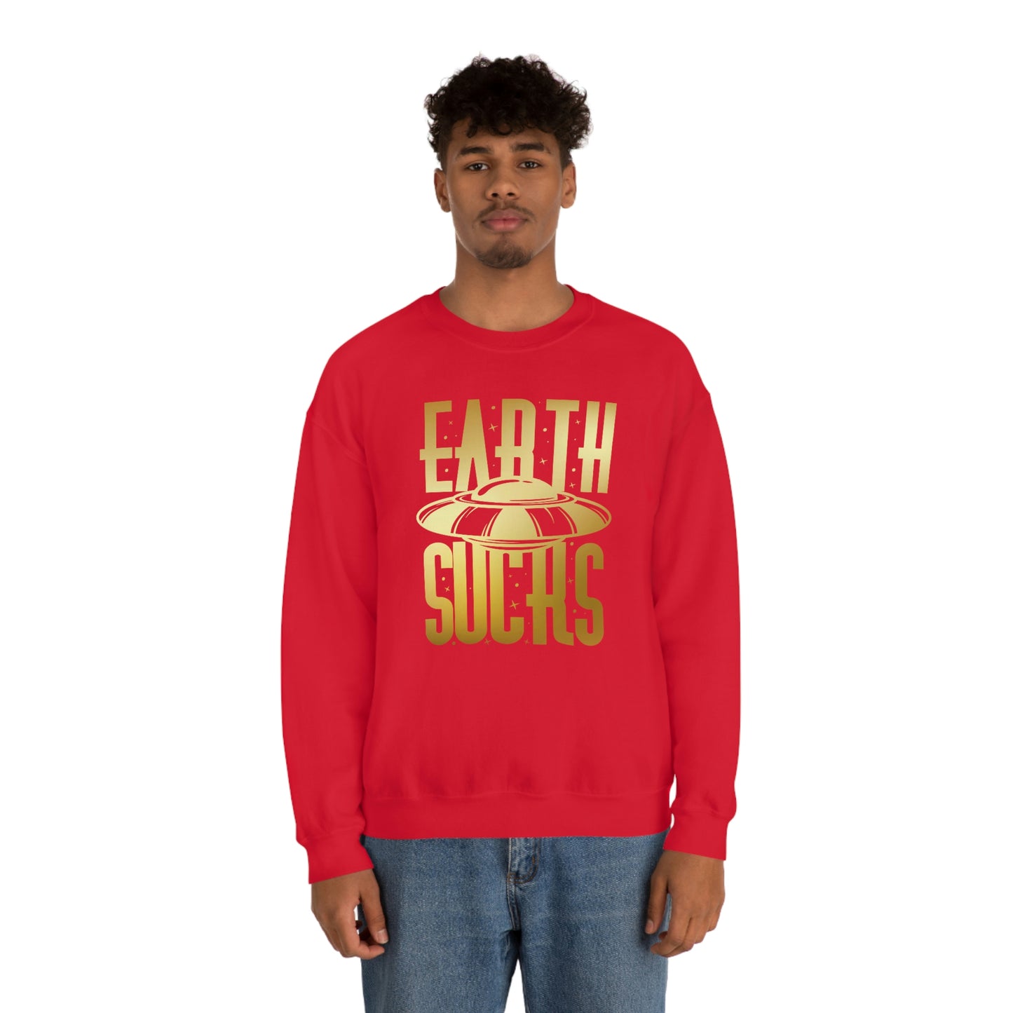 Earth Sucks Gold Font unisex heavy blend crewneck sweatshirt