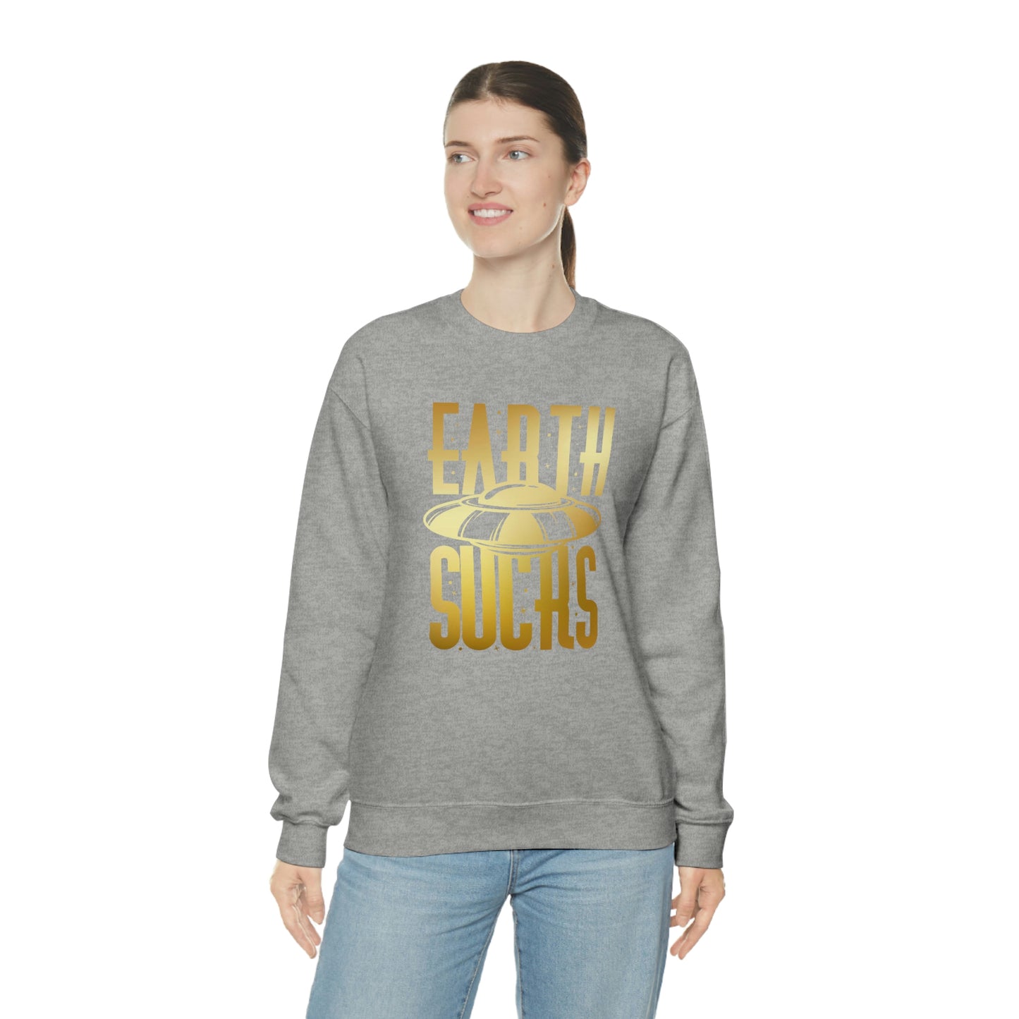 Earth Sucks Gold Font unisex heavy blend crewneck sweatshirt