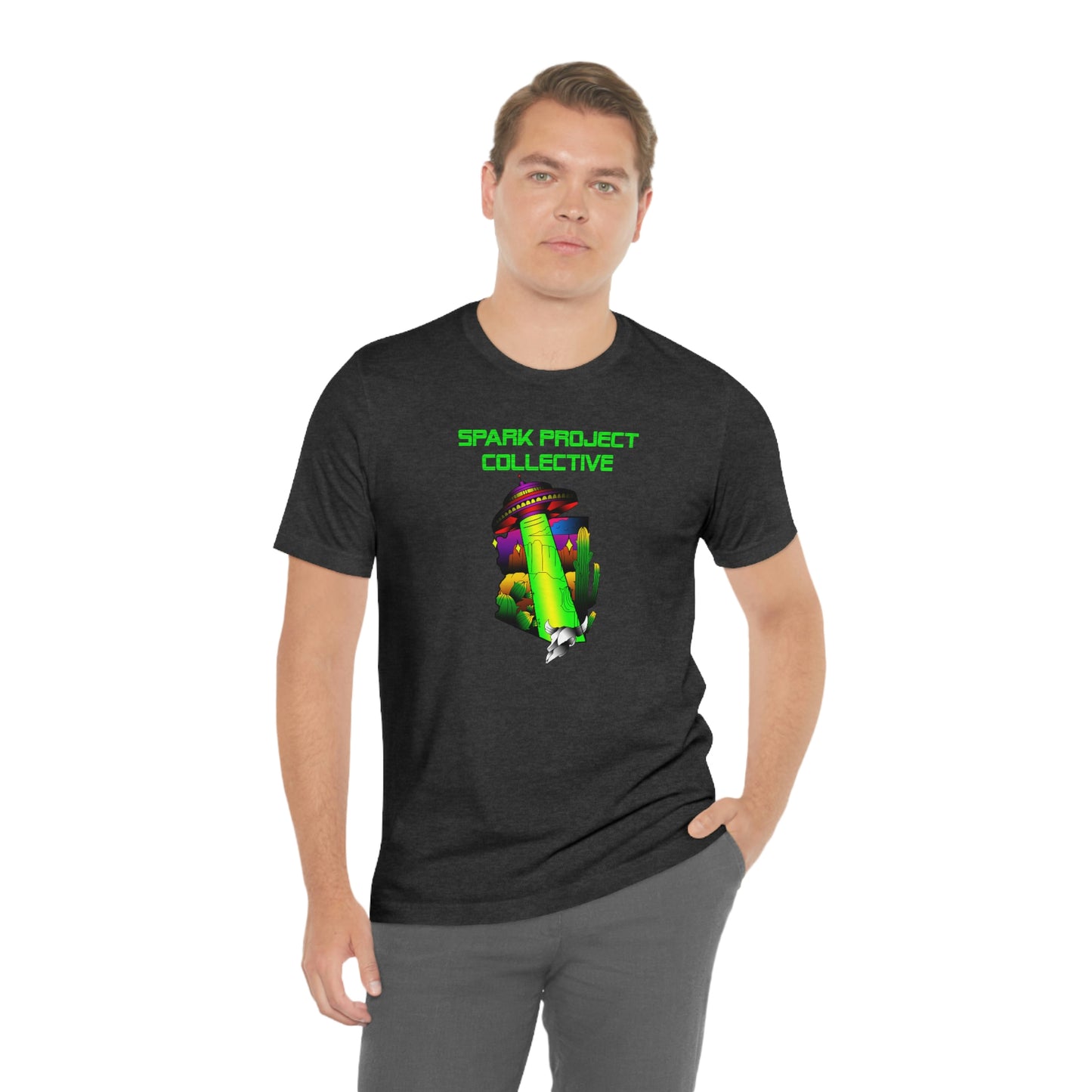 UFO Spark Green Font unisex jersey short sleeve tee