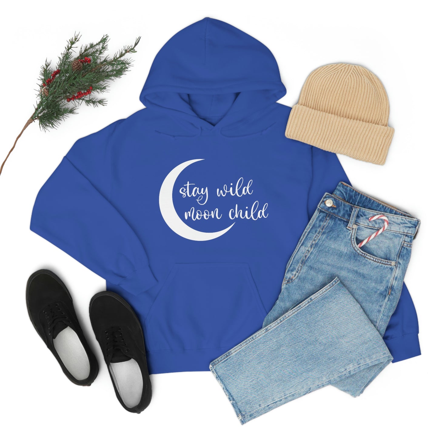 Stay Wild Moon Child White Font Unisex Heavy Blend™ Hooded Sweatshirt