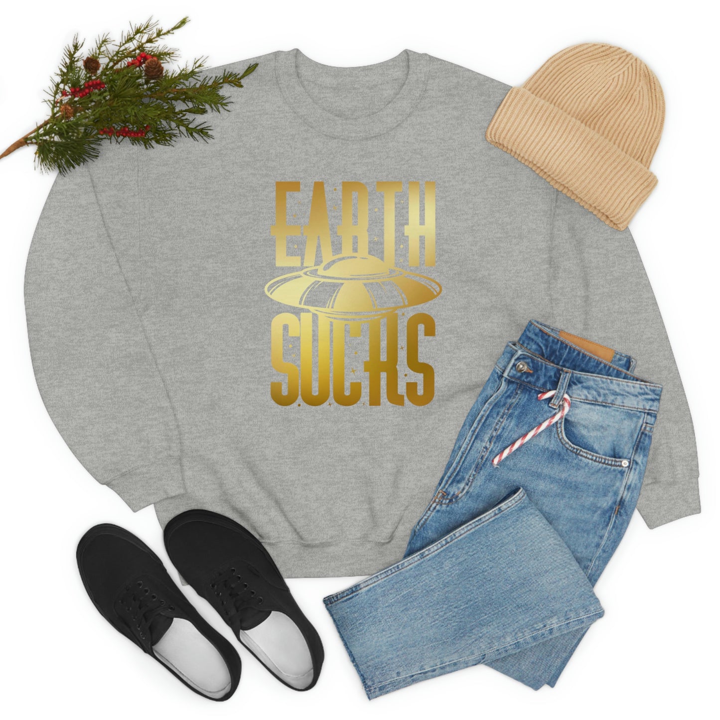 Earth Sucks Gold Font unisex heavy blend crewneck sweatshirt