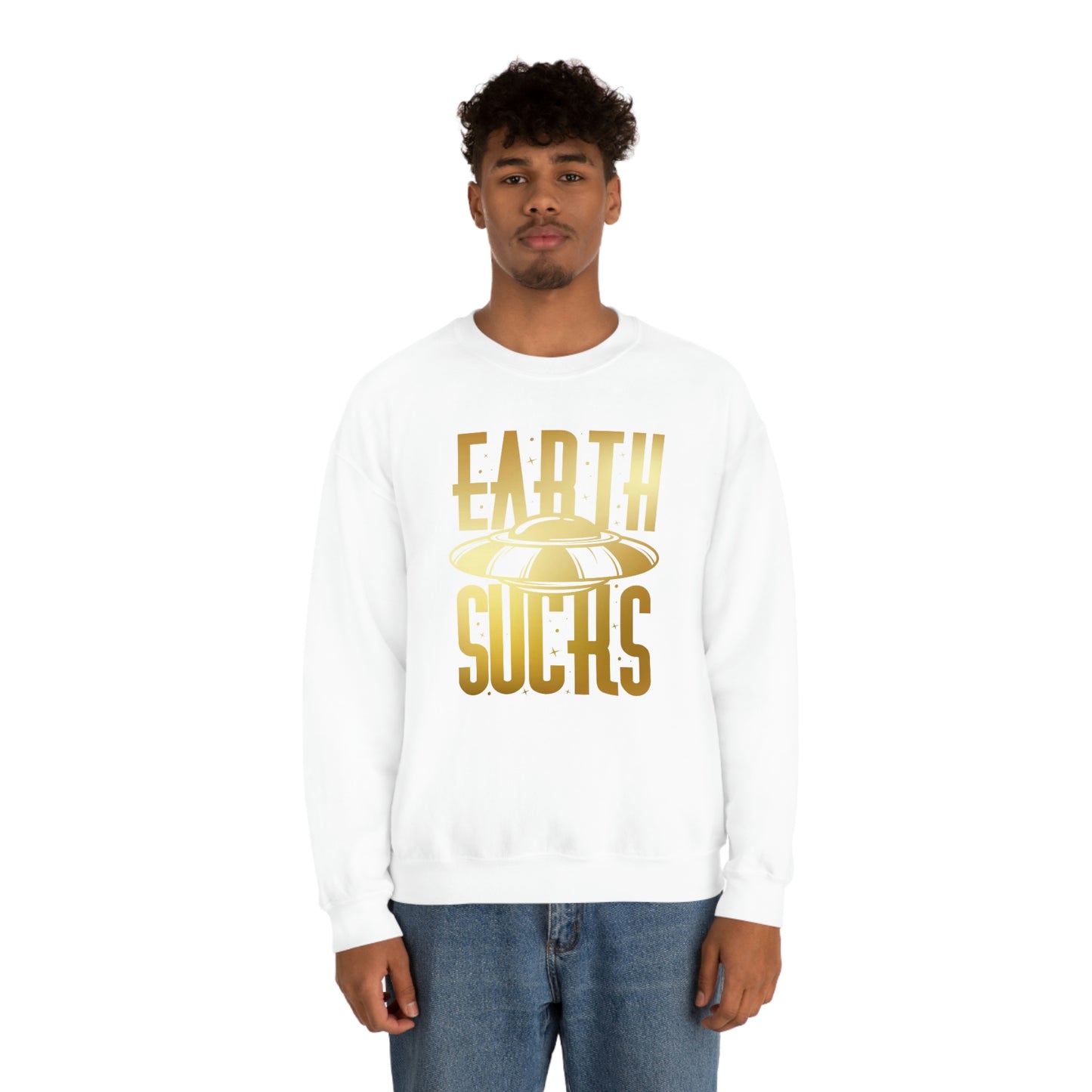 Earth Sucks Gold Font unisex heavy blend crewneck sweatshirt