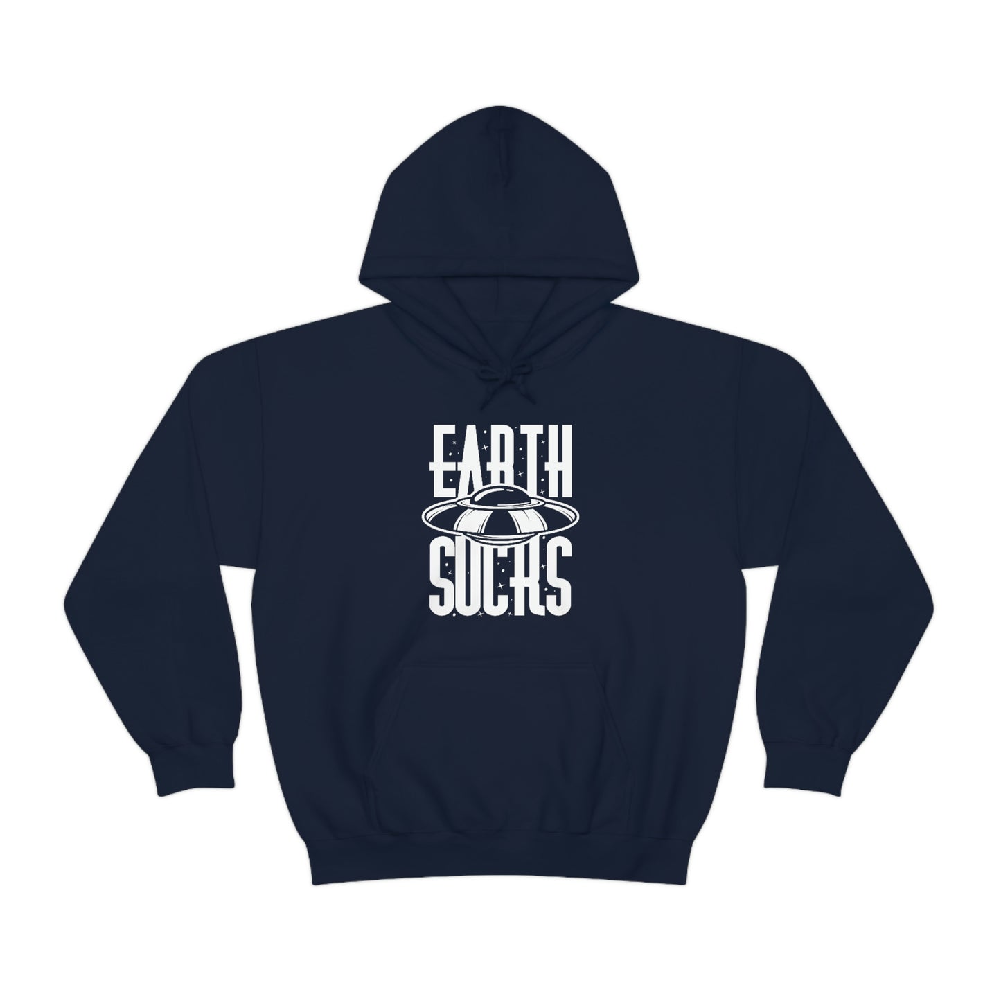 Earth Sucks White Font Unisex Heavy Blend™ Hooded Sweatshirt