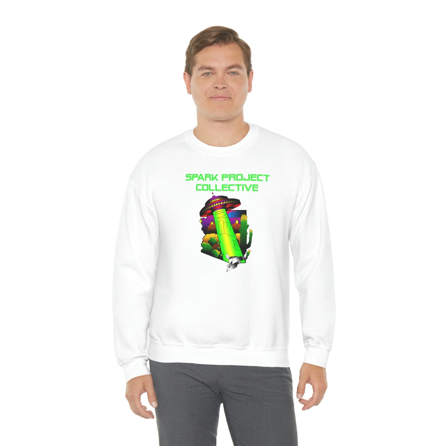 UFO Spark Green Font unisex heavy blend crewneck sweatshirt