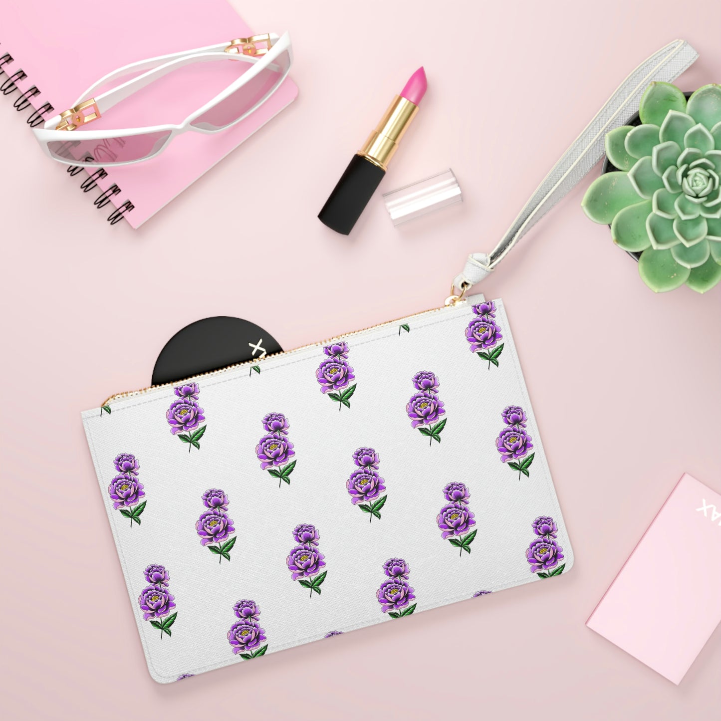 Flower, White Clutch Bag