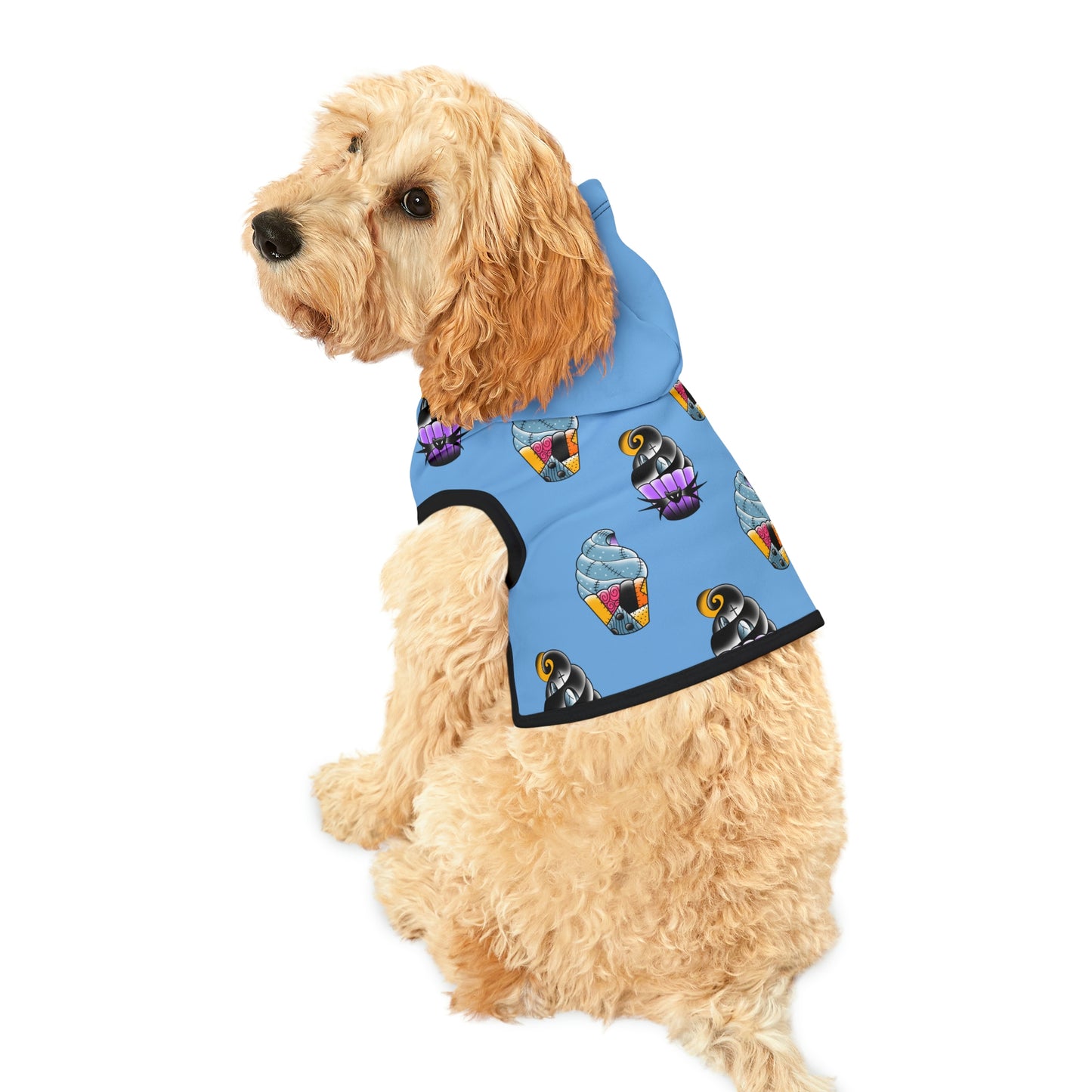 Jack and Sally Cupcake Lt Blue Dog Hoodie