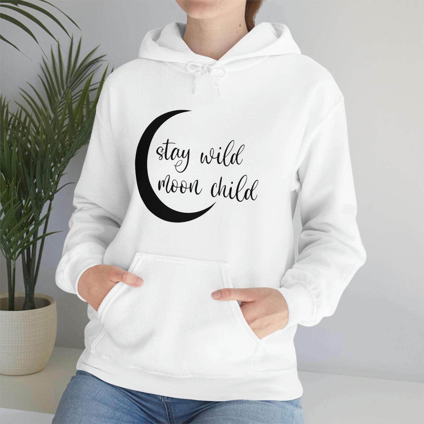 Stay Wild Moon Child Black Font Unisex Heavy Blend™ Hooded Sweatshirt