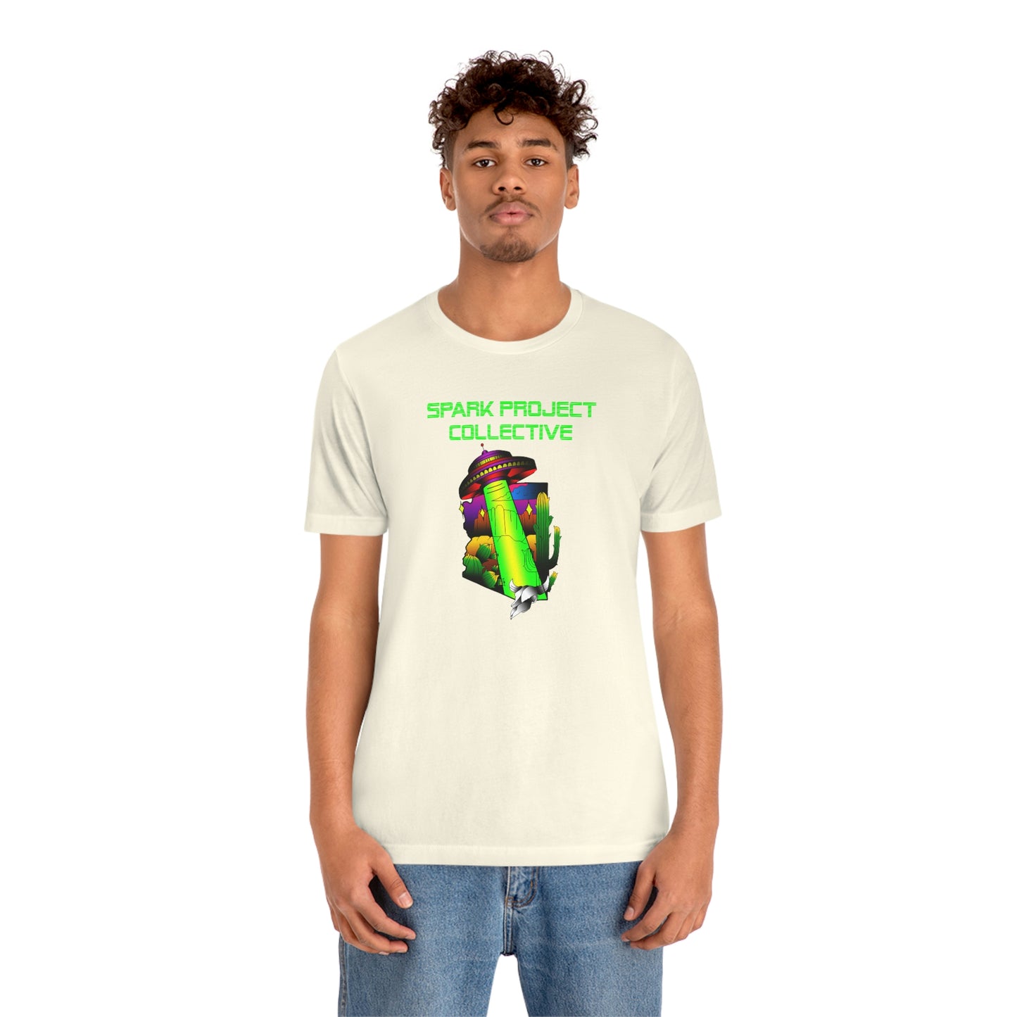 UFO Spark Green Font unisex jersey short sleeve tee