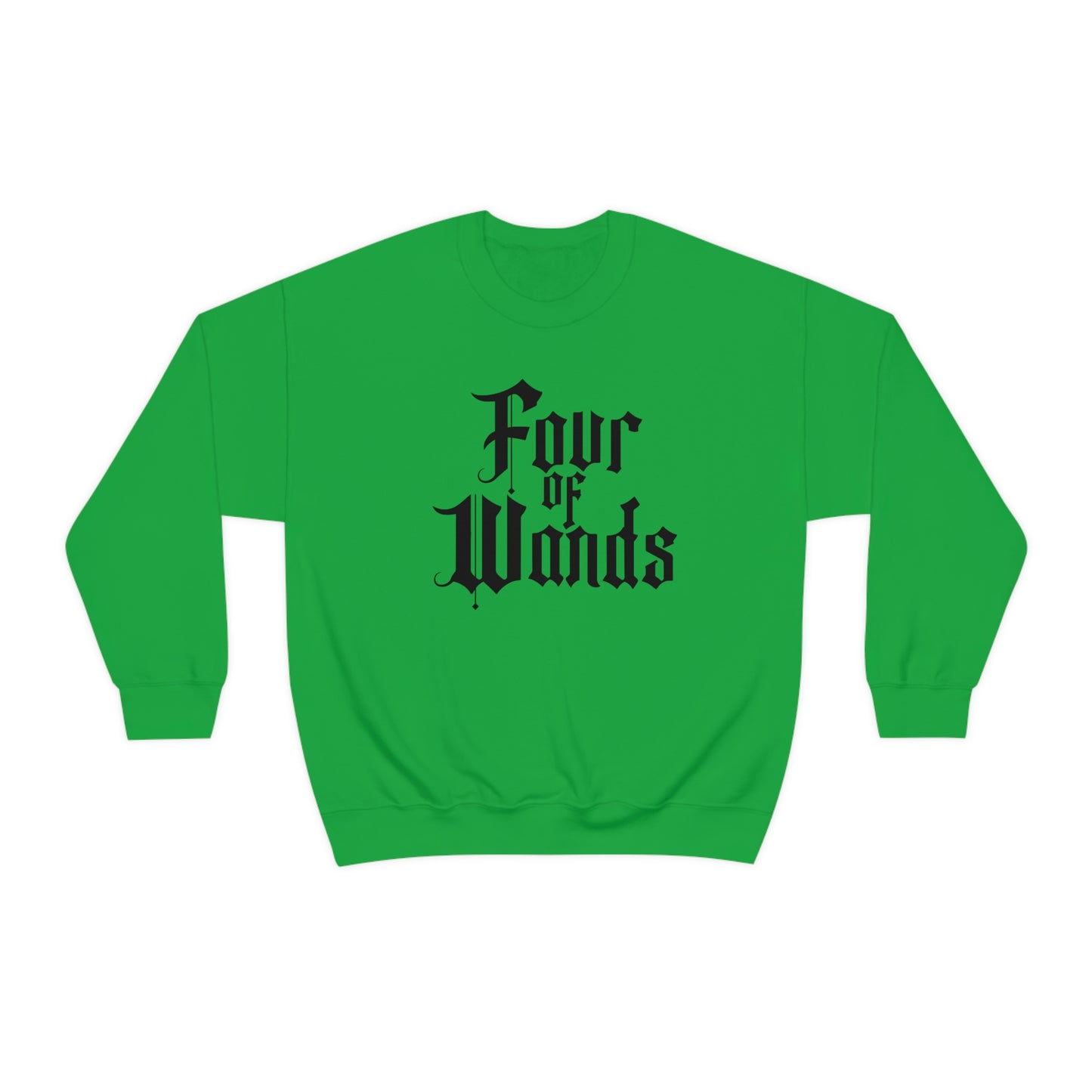 Four of Wands Black Logo White unisex heavy blend crewneck sweatshirt