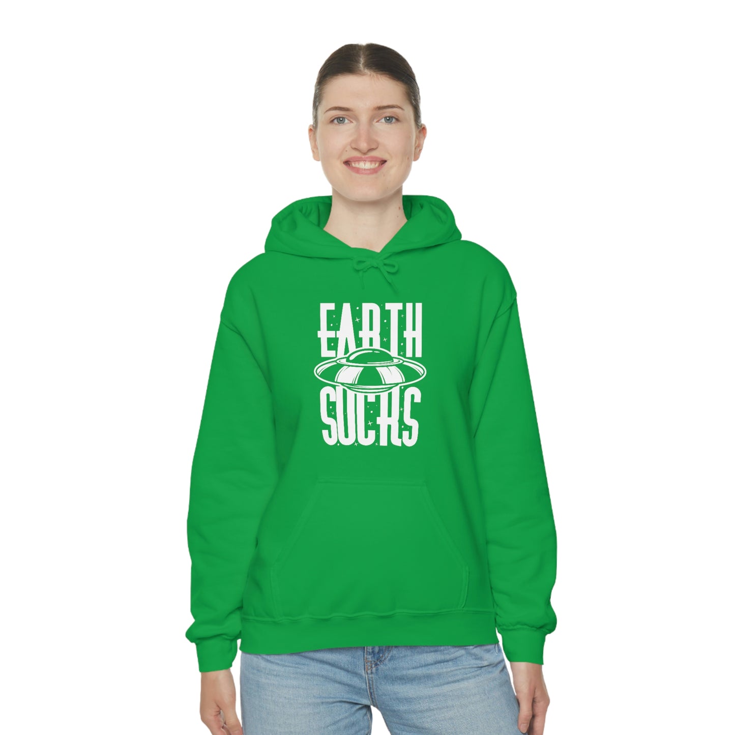 Earth Sucks White Font Unisex Heavy Blend™ Hooded Sweatshirt