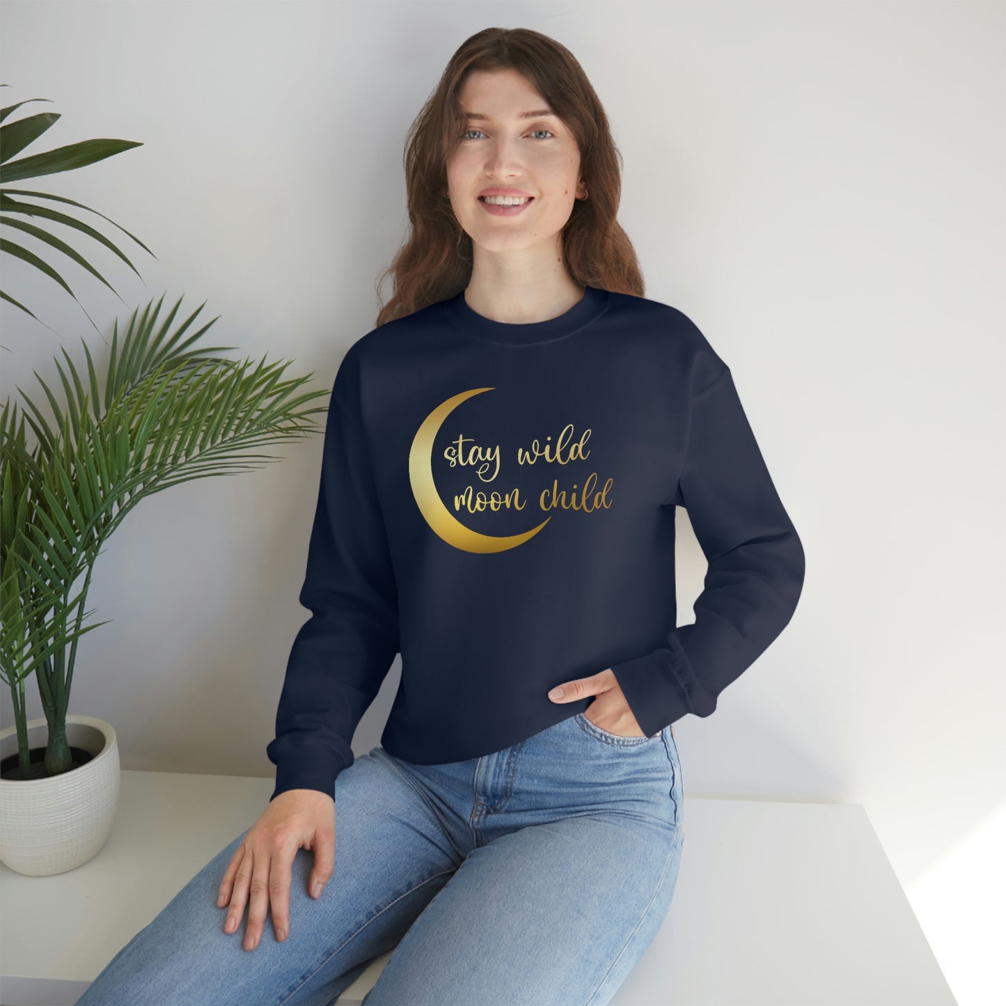 Stay Wild Moon Child Gold unisex heavy blend crewneck sweatshirt