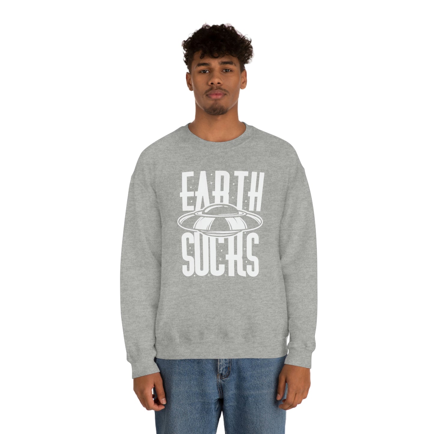 Earth Sucks White Font unisex heavy blend crewneck sweatshirt