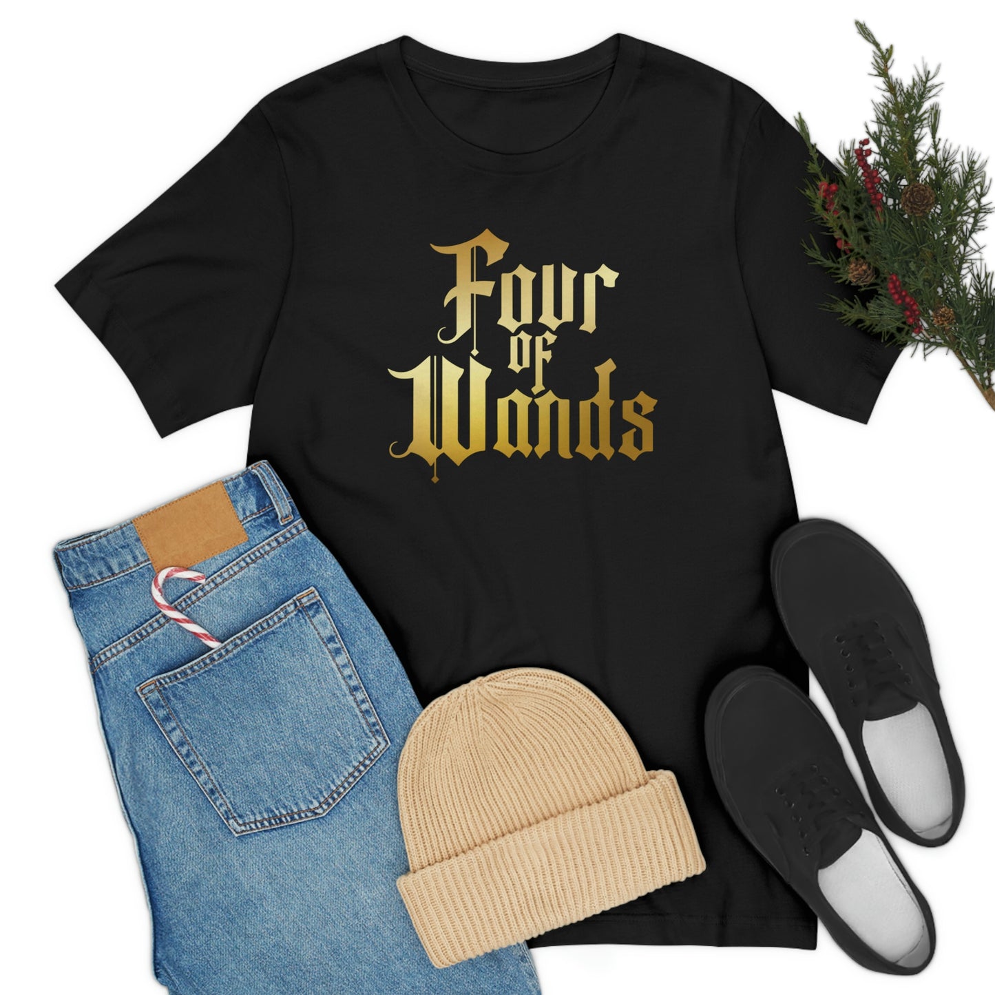 Four of Wands Gold Logo Unisex Jersey Short Sleeve Tee