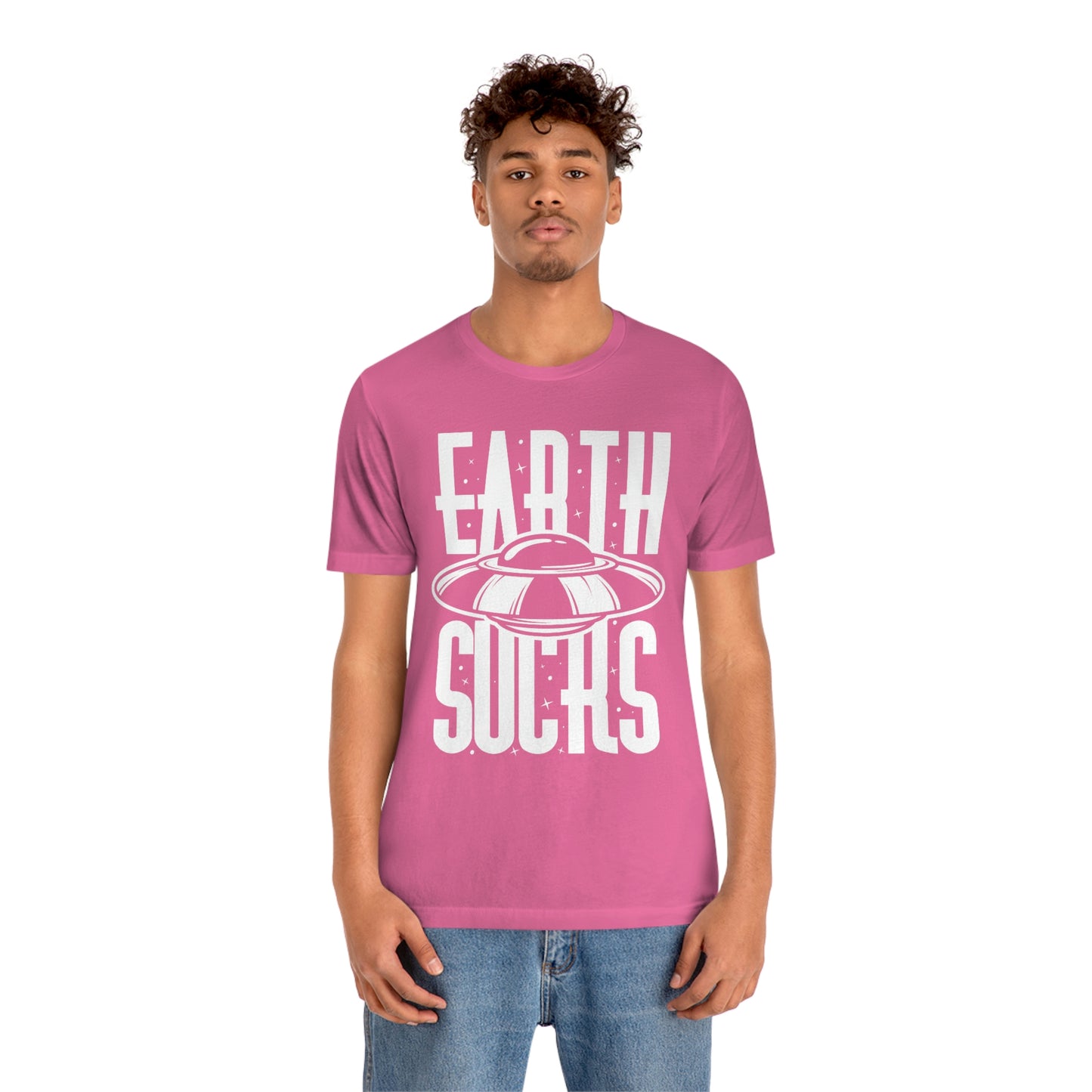 Earth Sucks White Font Unisex Jersey Short Sleeve Tee