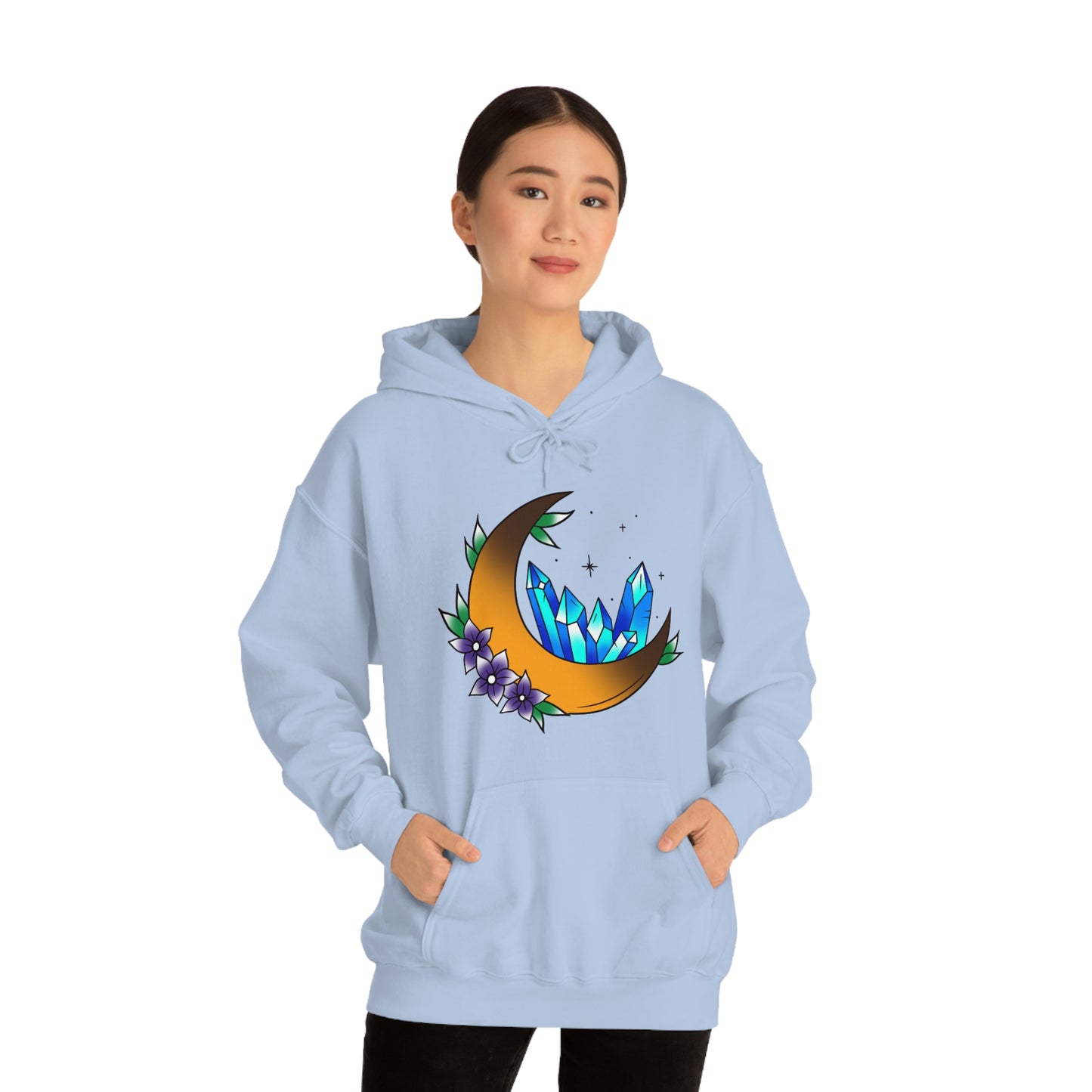 Blue Crystal Flower Unisex Heavy Blend™ Hooded Sweatshirt