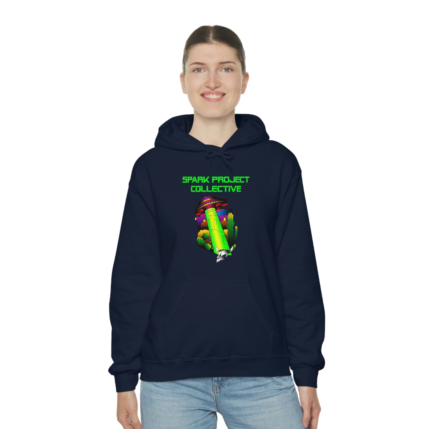 UFO Spark Green Font Unisex Heavy Blend™ Hooded Sweatshirt